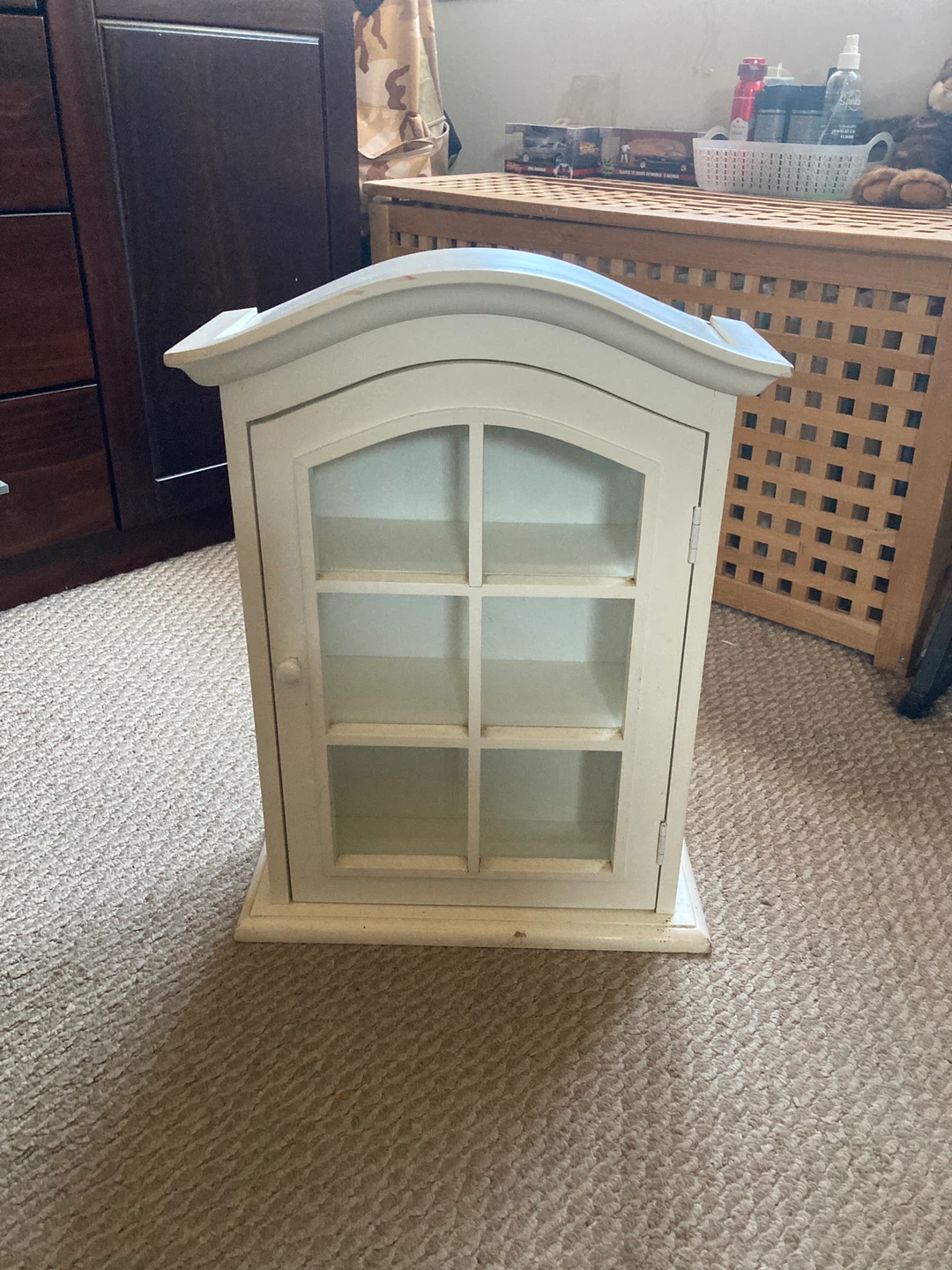 White Wall Cabinet with Glass Doors