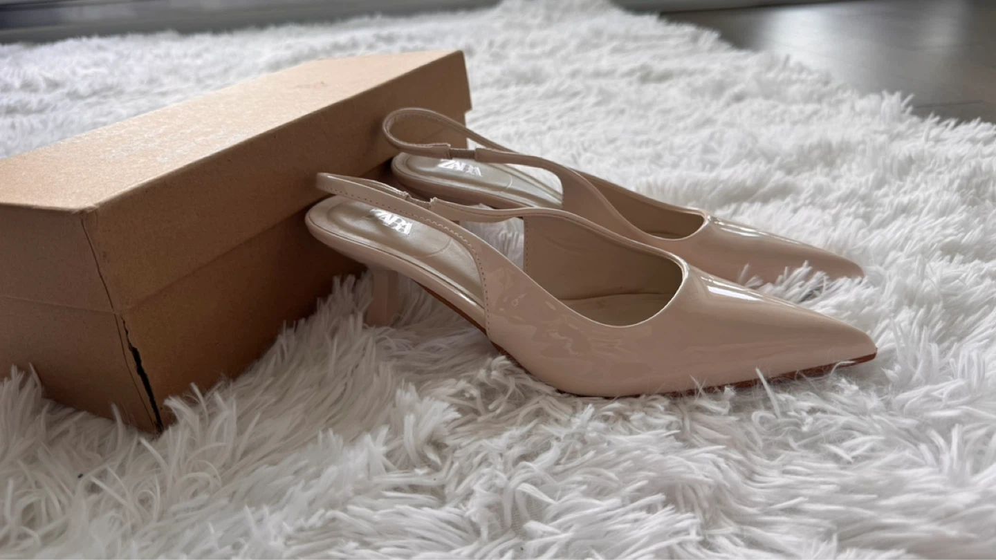 ZARA Beige Patent Slingback Heels Size 36 - photo 2