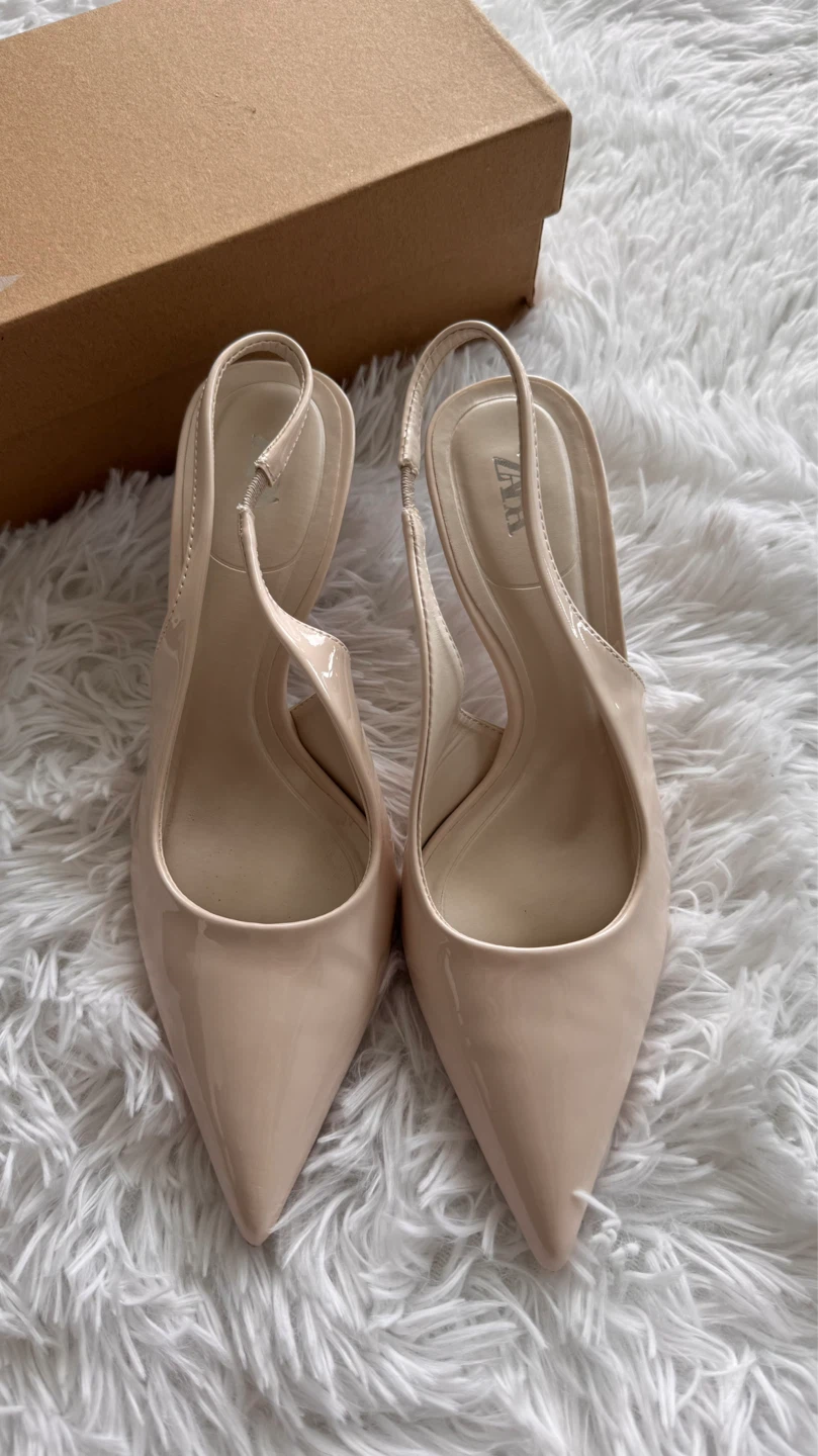 ZARA Beige Patent Slingback Heels Size 36 - photo 3