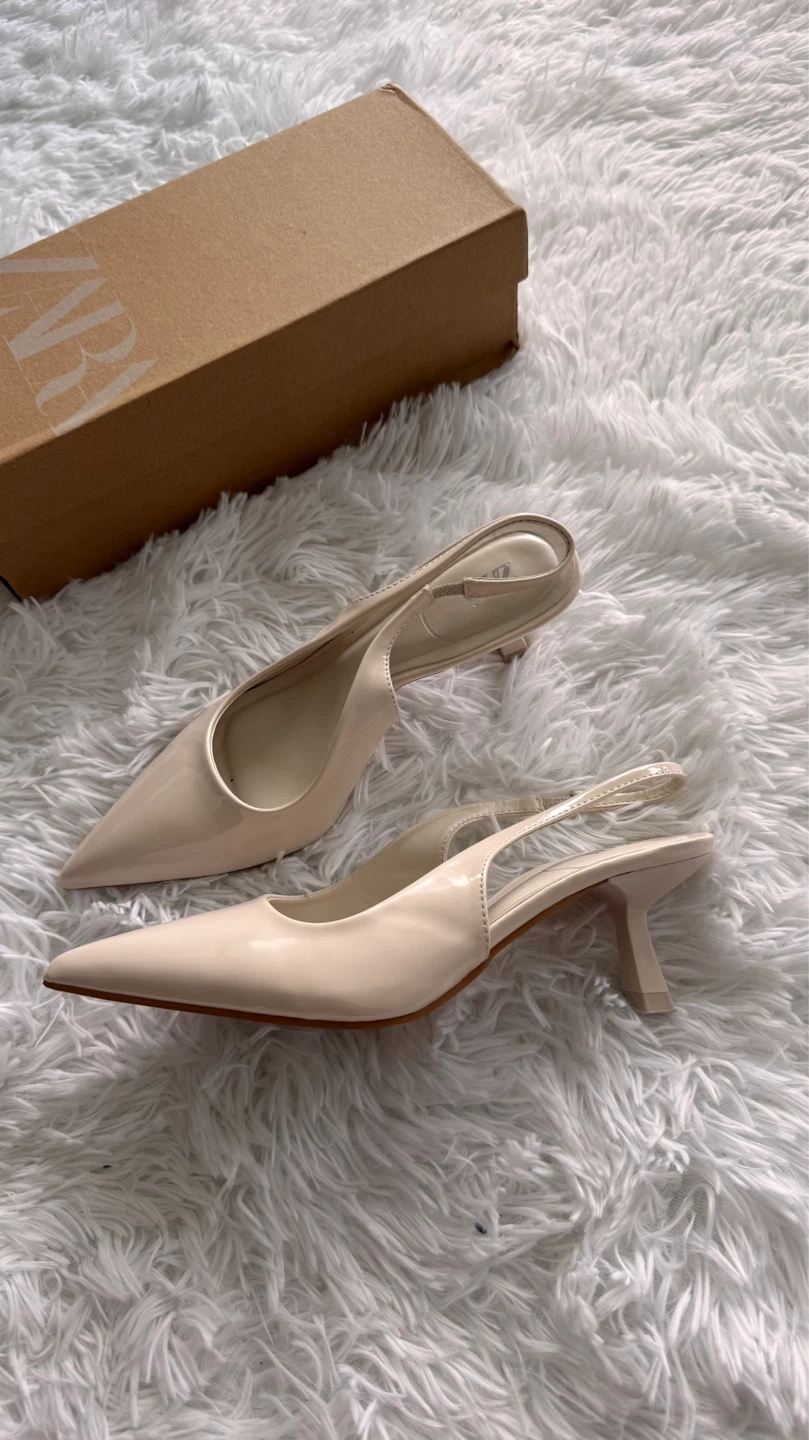 ZARA Beige Patent Slingback Heels Size 36 - photo 5