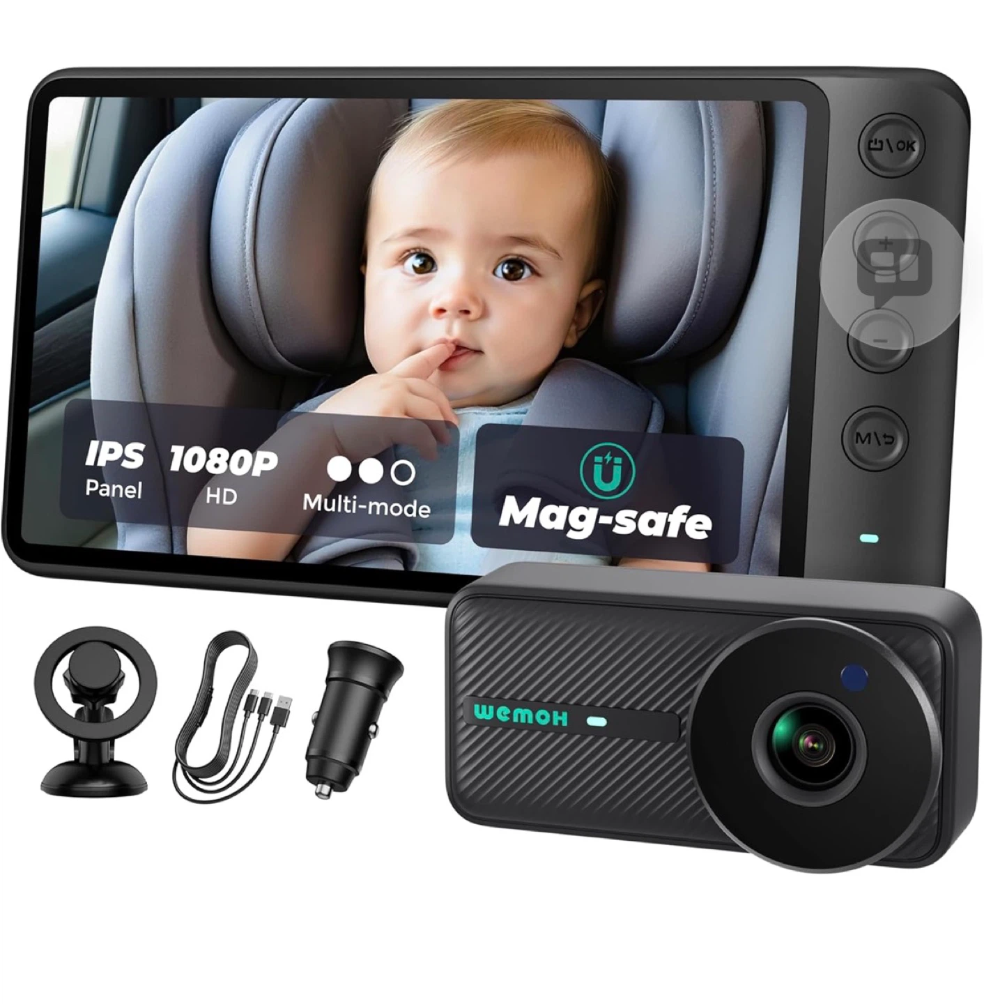 Wemoh 5" 1080P IPS Baby Car Monitor