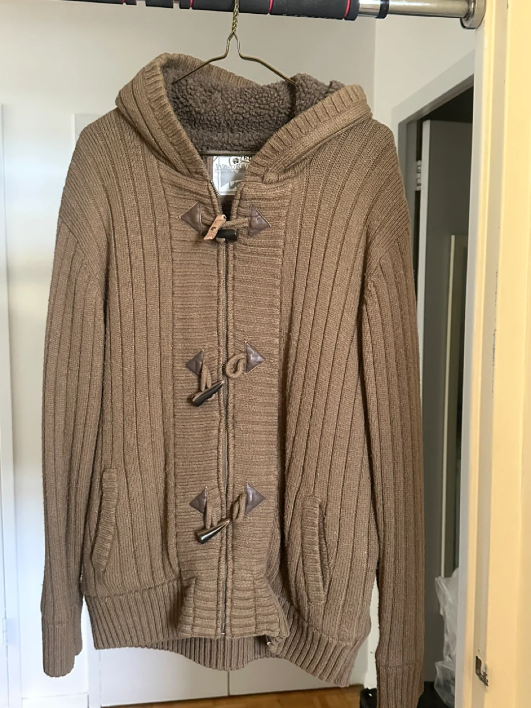 Wind River Co. Men's Knit Duffle Coat with Sherpa Lining