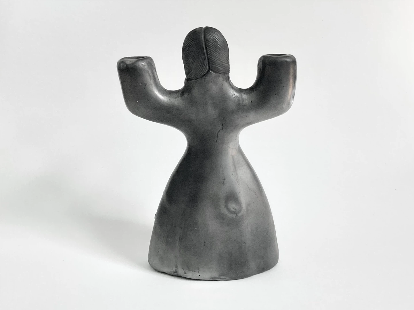Vintage Mexican Barro Negro Woman Candelabra - photo 4