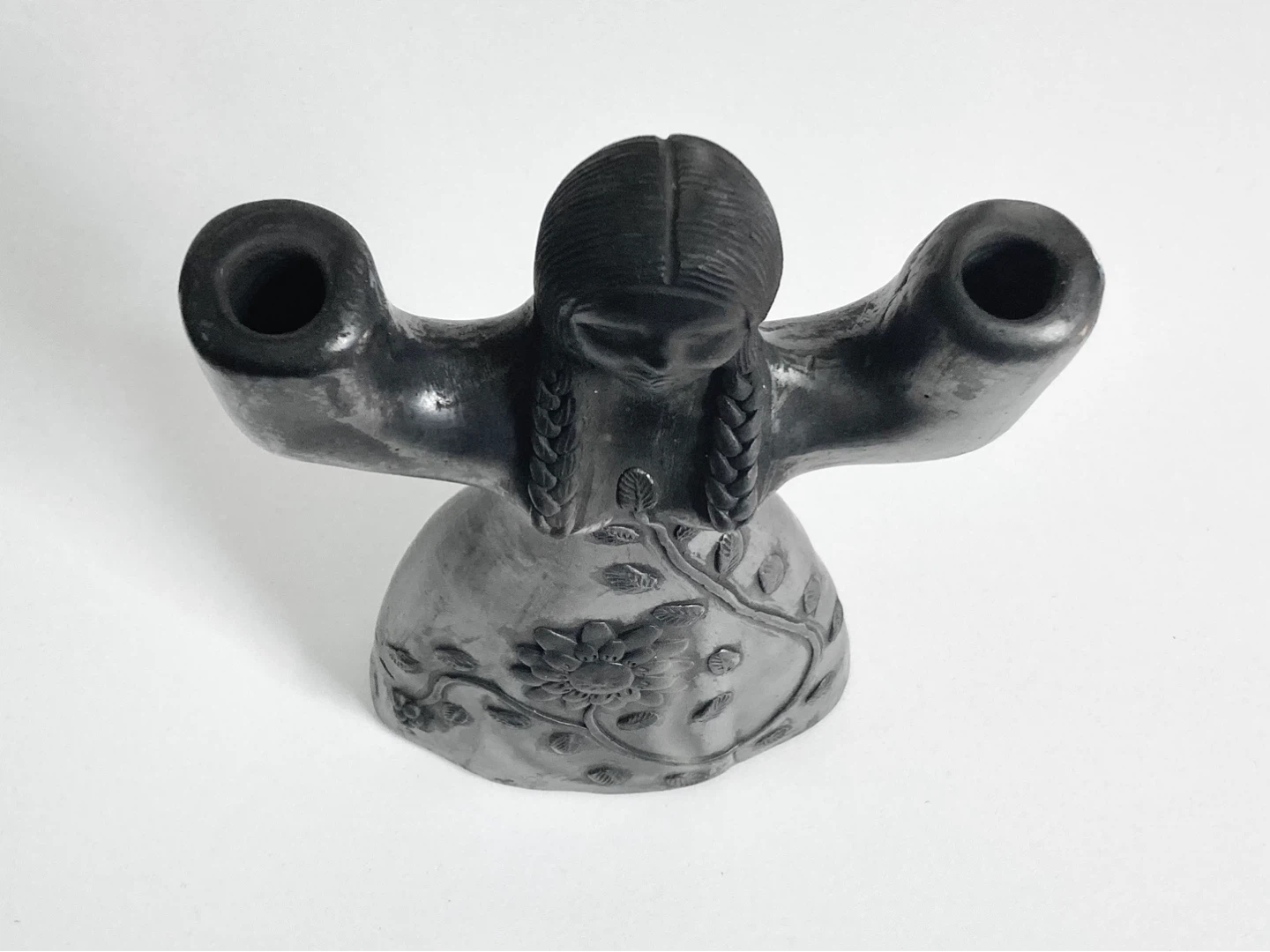 Vintage Mexican Barro Negro Woman Candelabra - photo 3