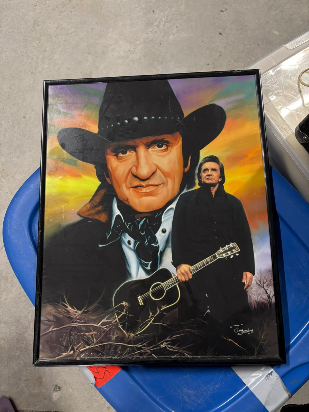 Framed Johnny Cash Portrait