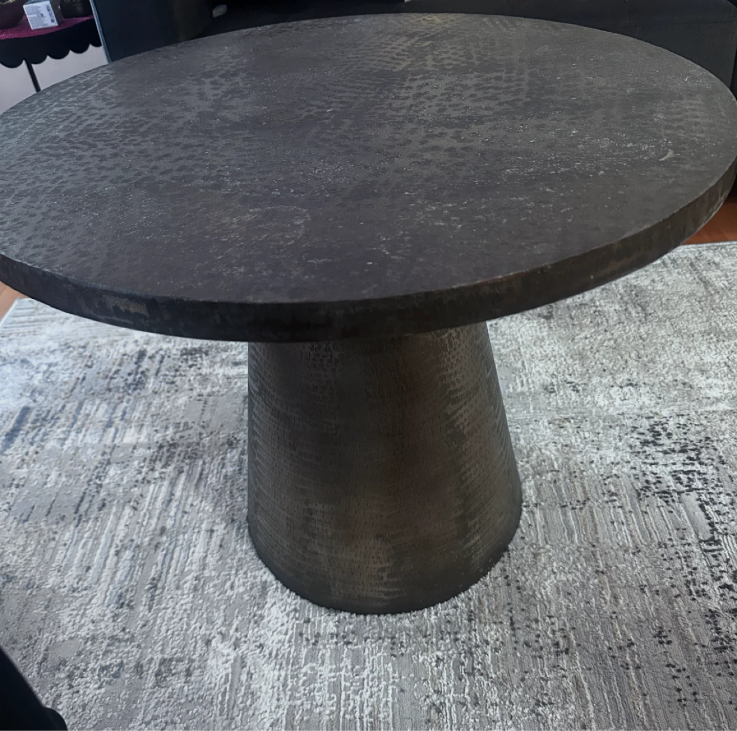 Black Round Pedestal Coffee Table - photo 3