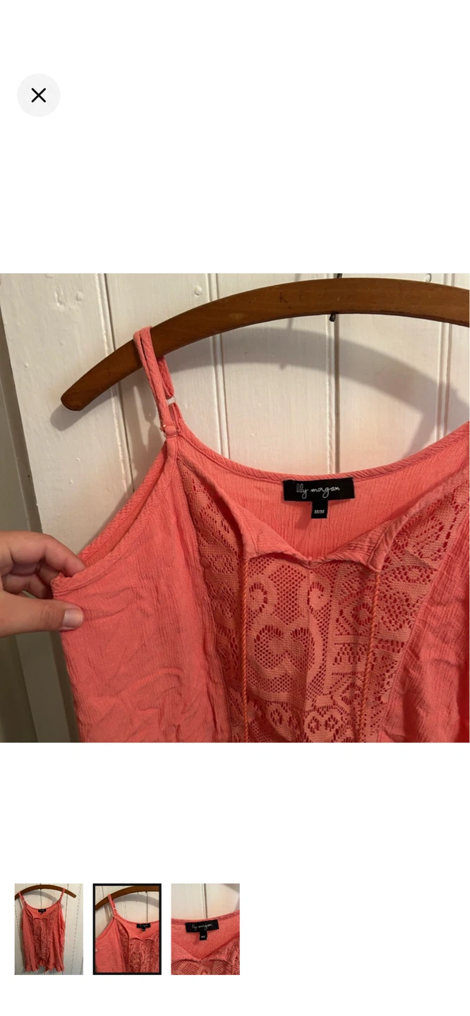 Lily Morgan Coral Lace Trim Cami Top M/M - photo 2
