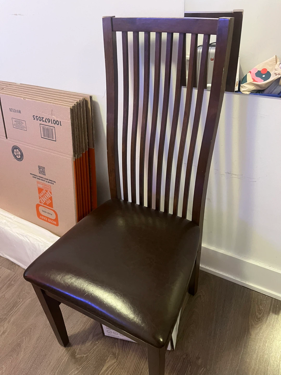 Dark Wood Dining Chair with Padded Seat