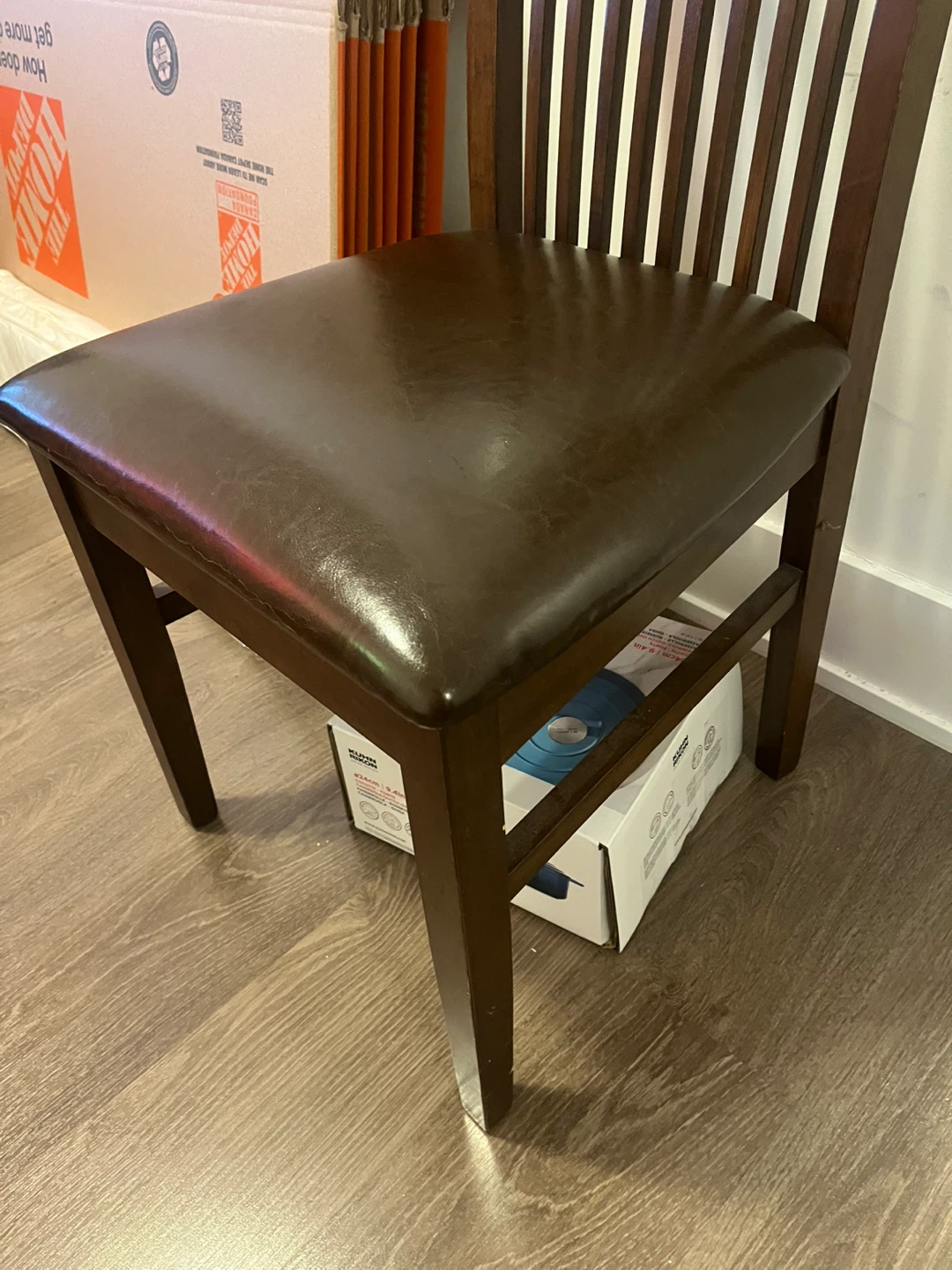 Dark Wood Dining Chair with Padded Seat - photo 2