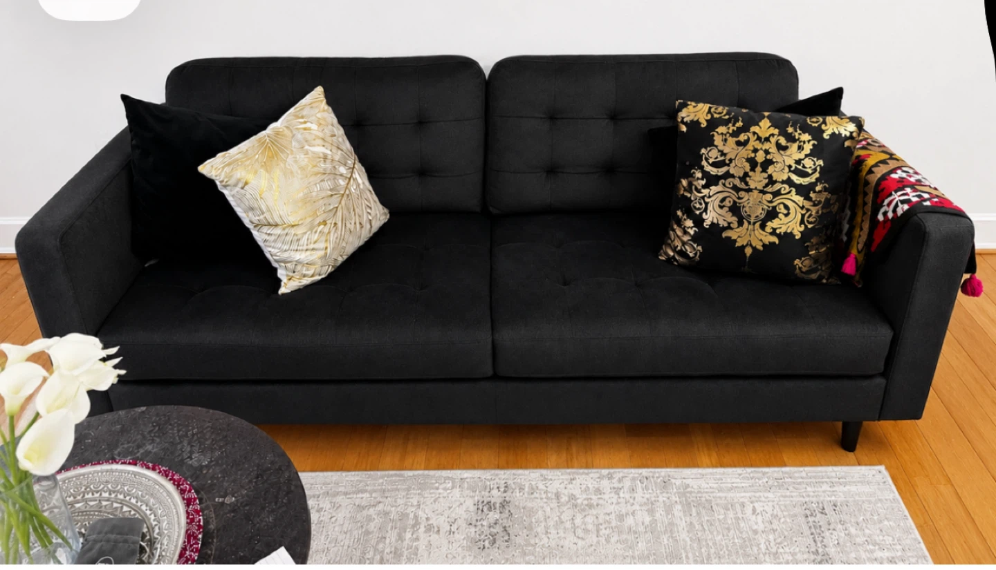 Black Tufted Sofa - photo 2