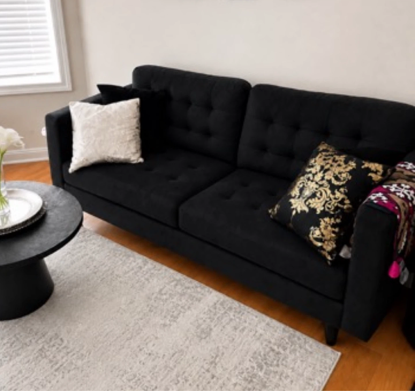 Black Tufted Sofa - photo 3