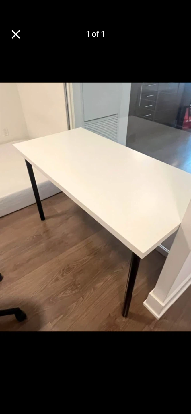 White 48” desk with black legs