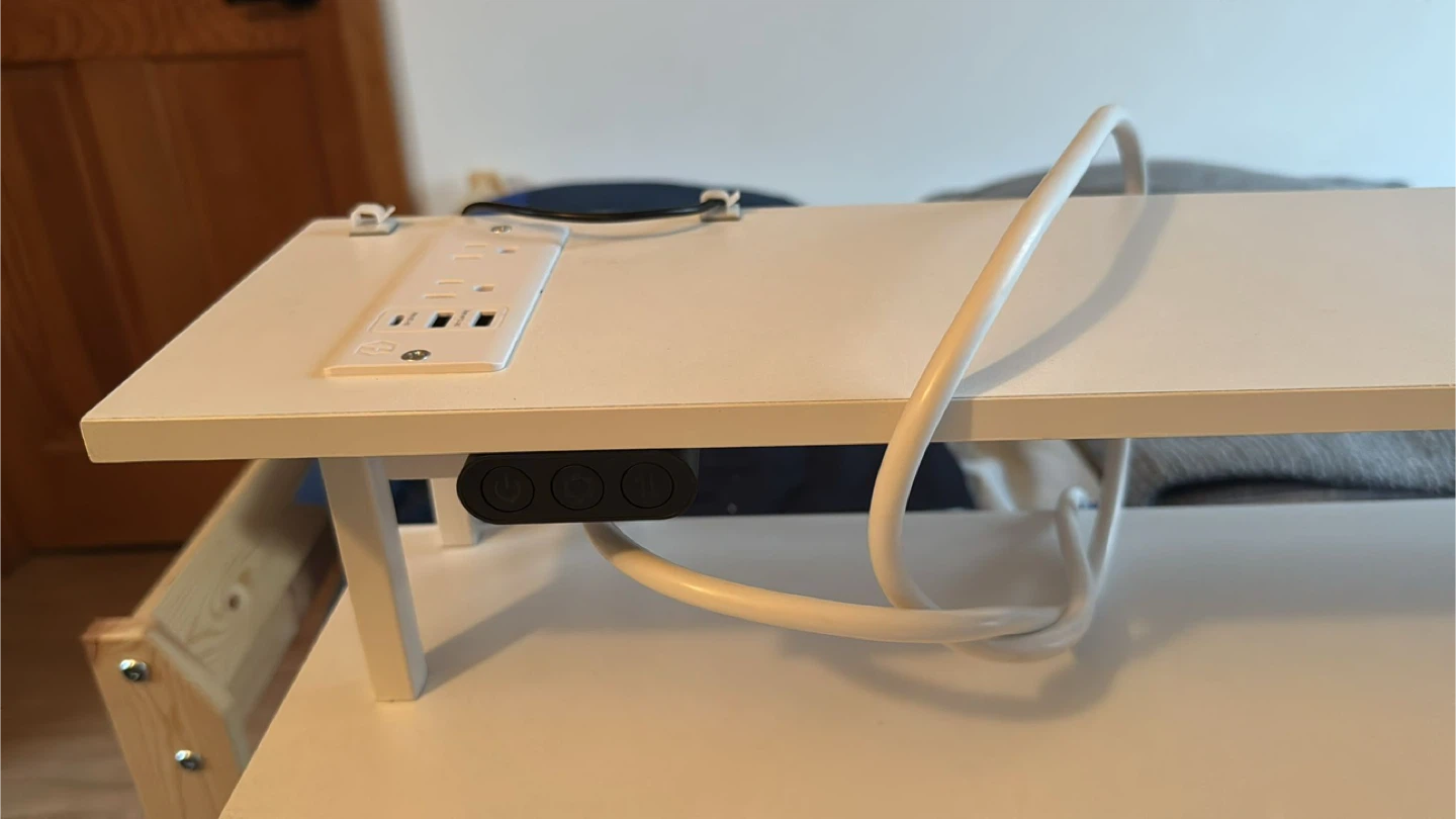White Desk with Built-in Power Outlet and Shelving - photo 5