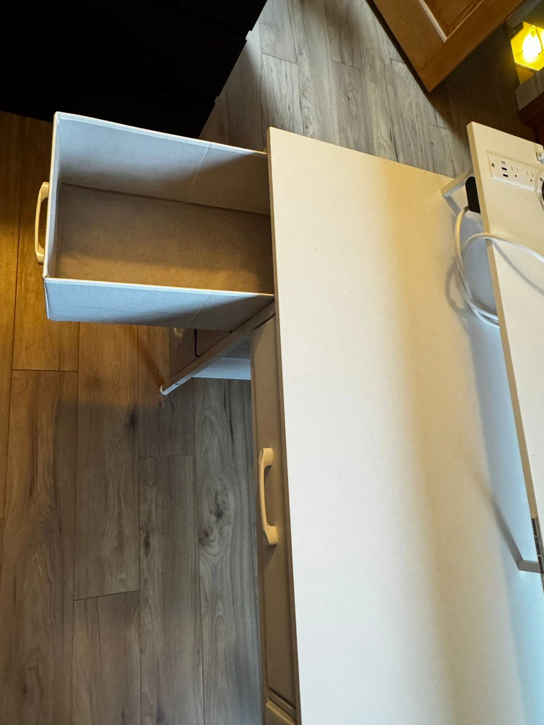 White Desk with Built-in Power Outlet and Shelving - photo 3