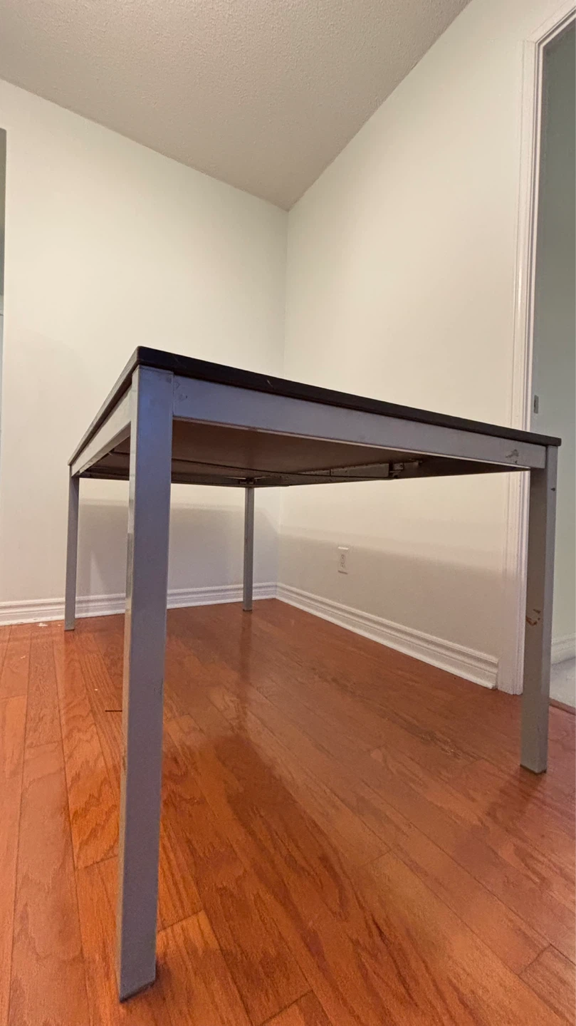 Vintage IKEA Dark Wood Dining Table with Metal Legs - photo 2