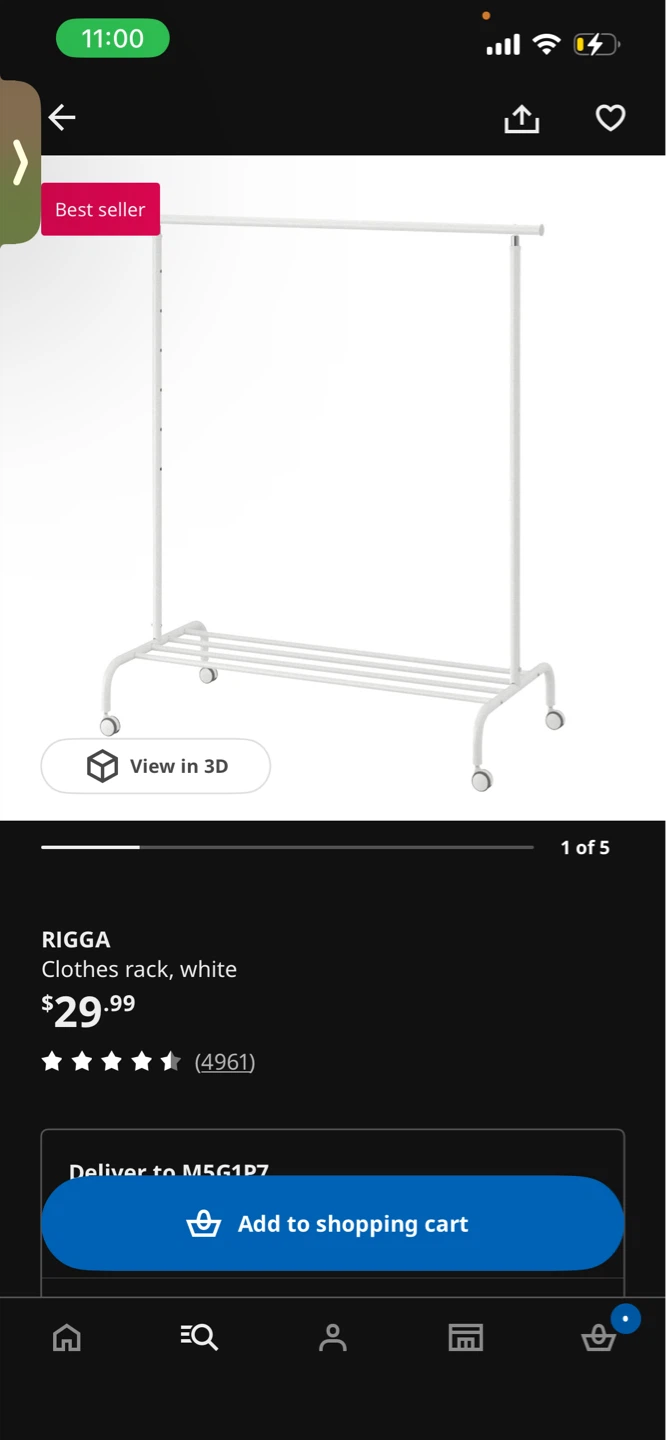 IKEA RIGGA Clothes Rack, White