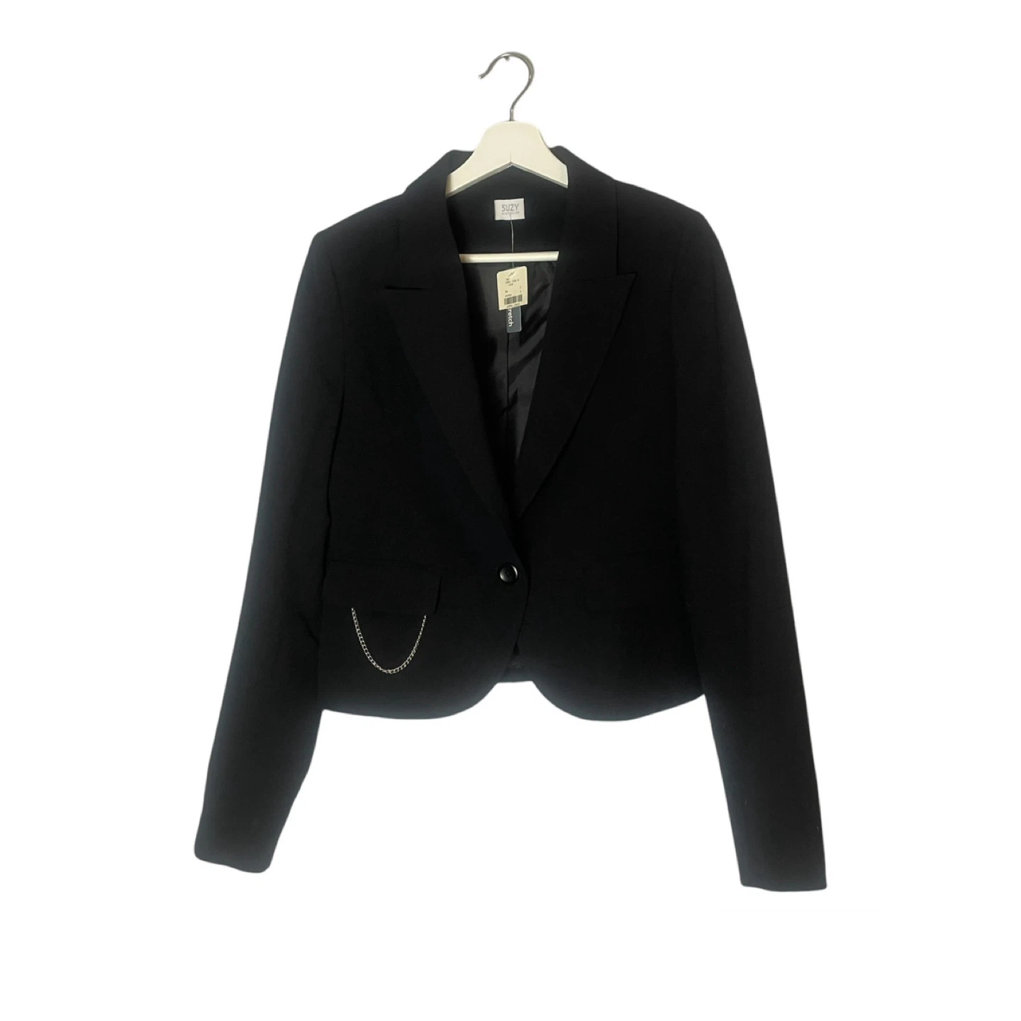 NWT Suzy Shier Black Blazer with Chain Detail Size Medium
