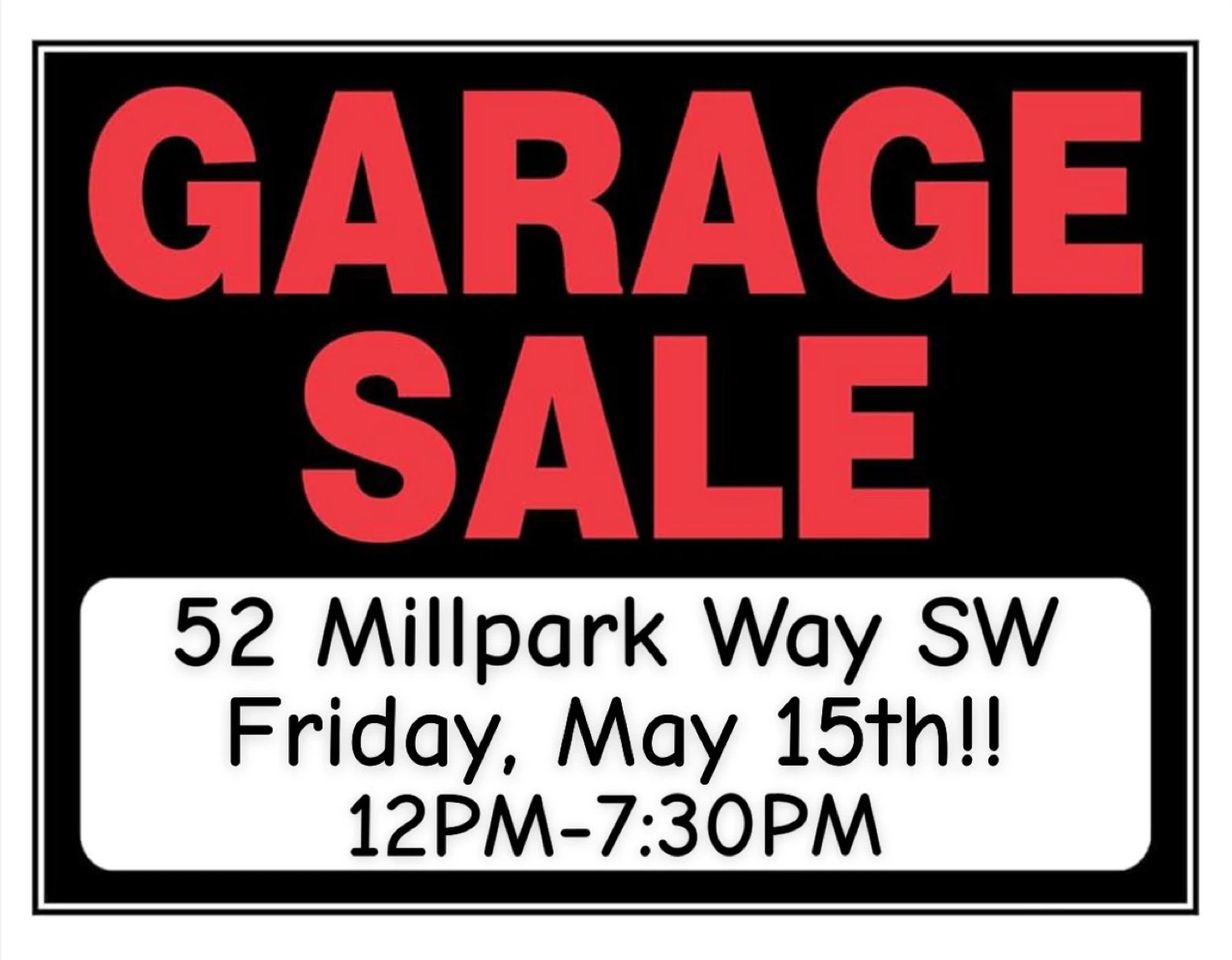 GARAGE SALE MAY 15