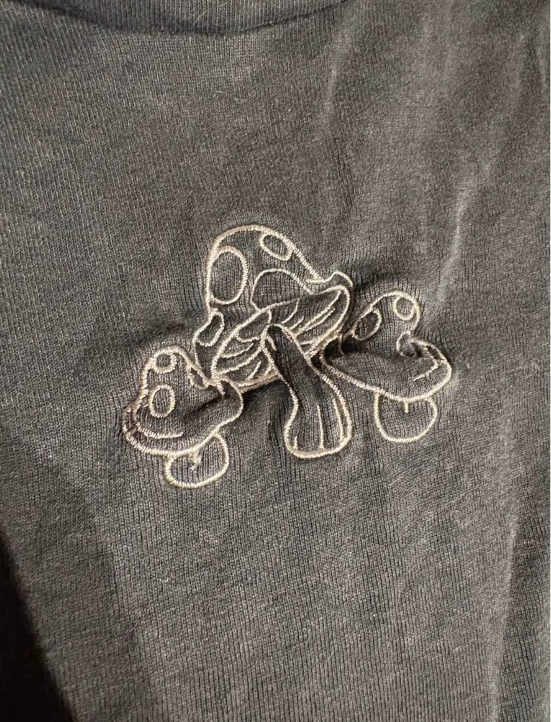Garage Black Mushroom Embroidered Crop Top - S - photo 3