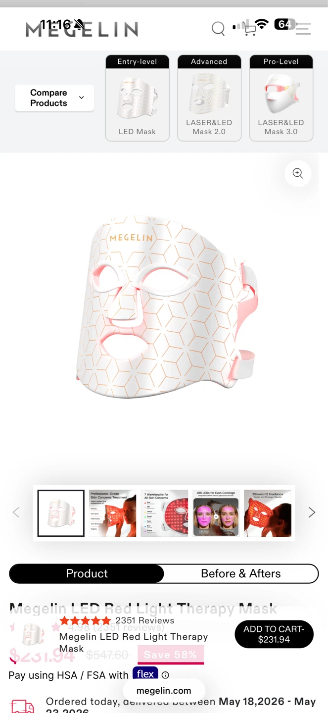 Megelin LED Red Light Therapy Mask - photo 2