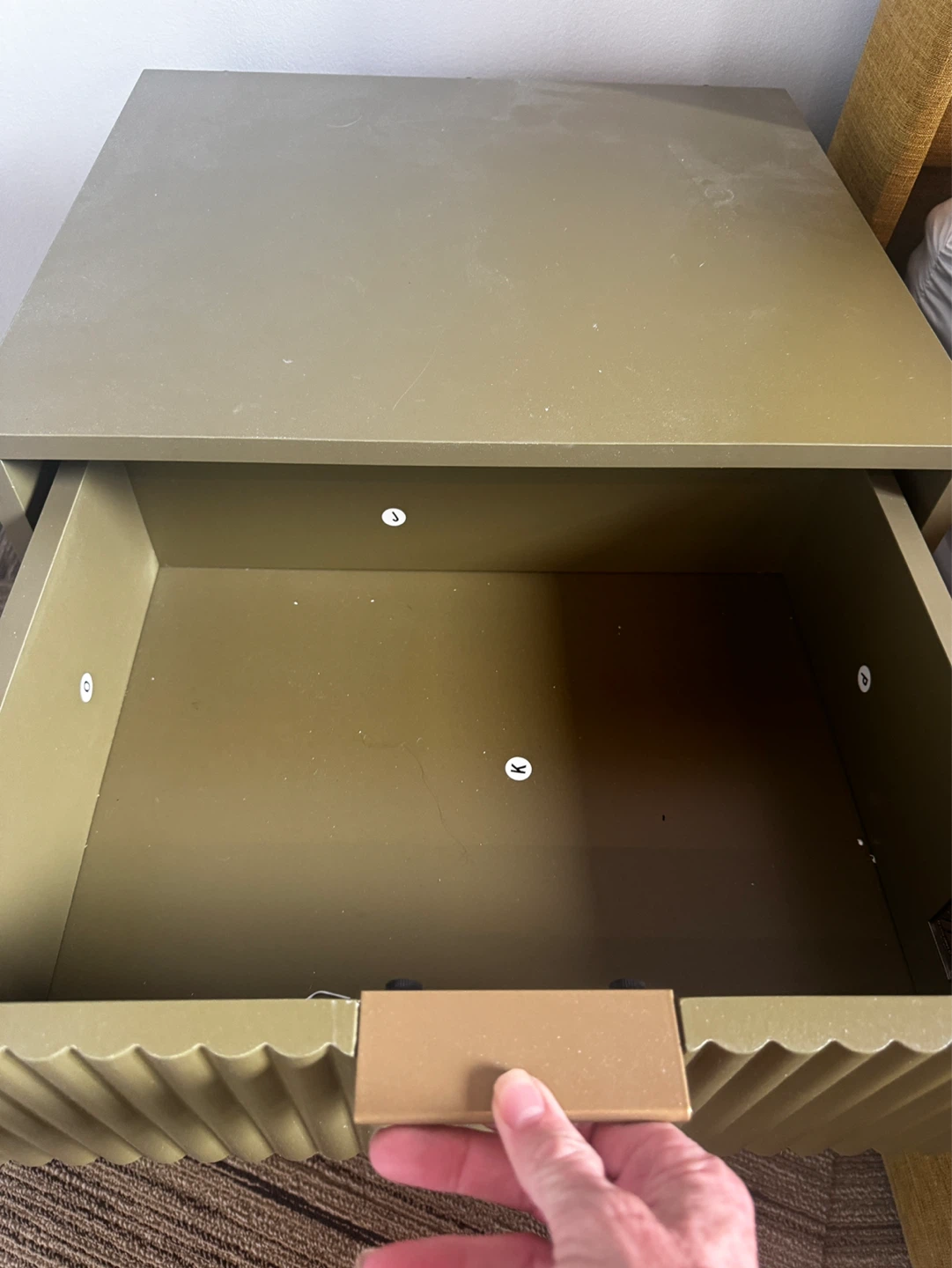 Olive Green Nightstand with Drawer