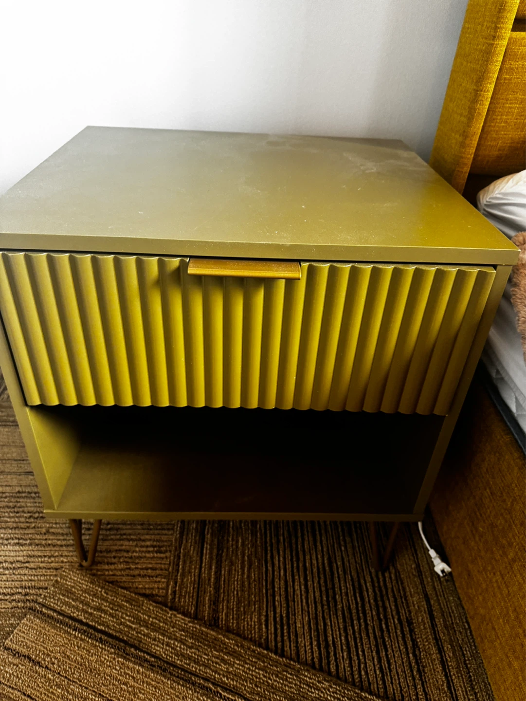 Olive Green Nightstand with Drawer - photo 2