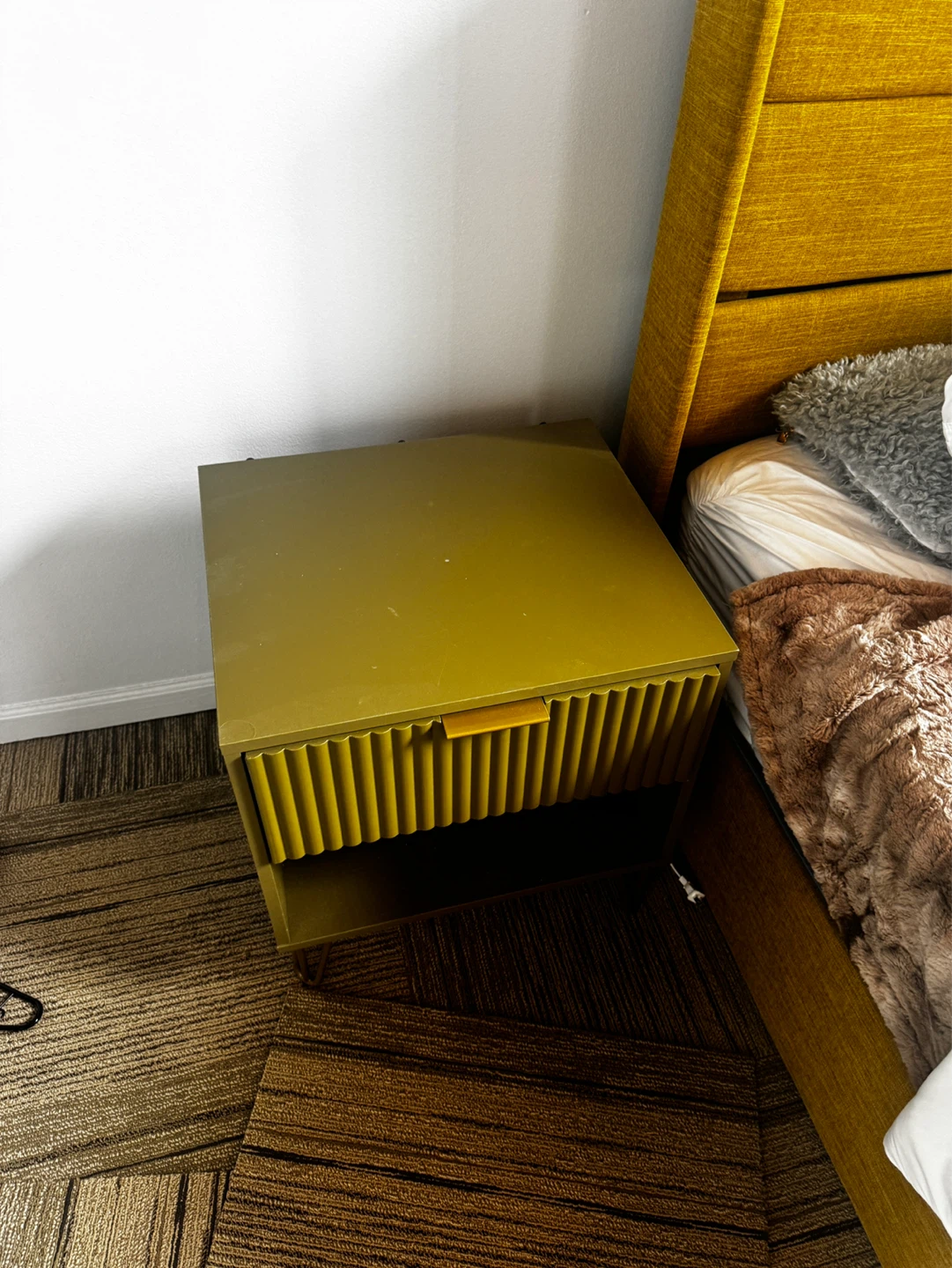 Olive Green Nightstand with Drawer - photo 4