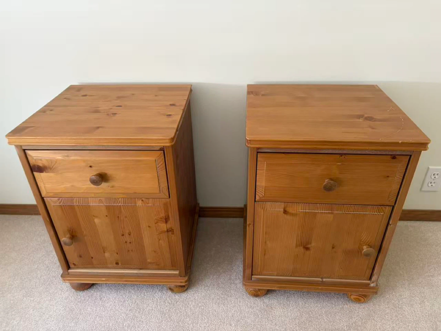 pair of nightstands wooden