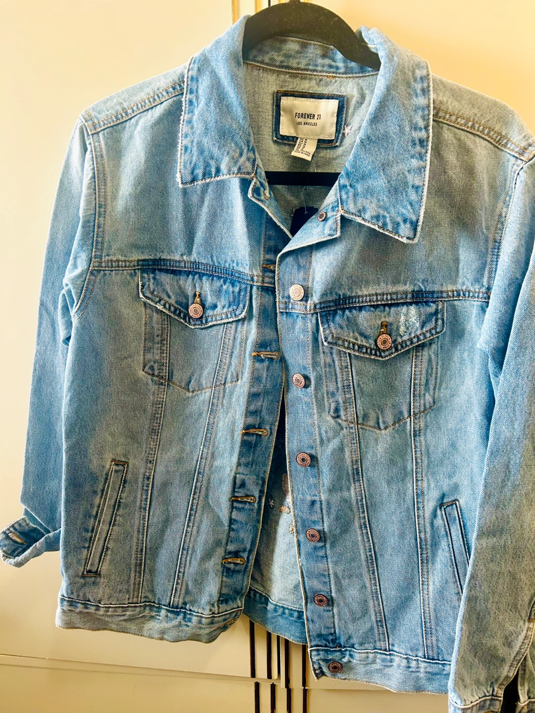 Forever 21 Denim Jacket Cosmic World Embroidered Size M