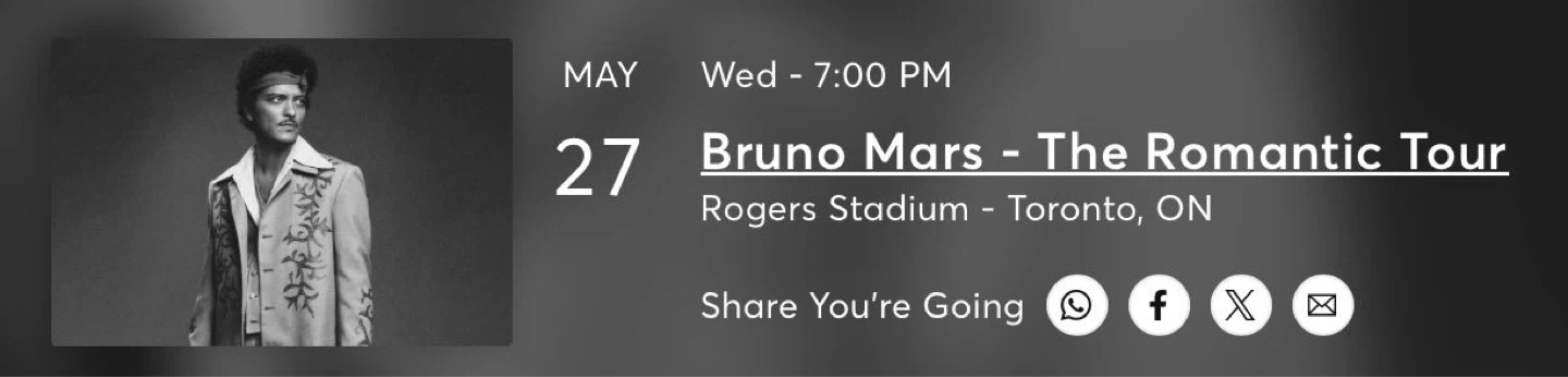 Bruno Mars - The Romantic Tour Ticket