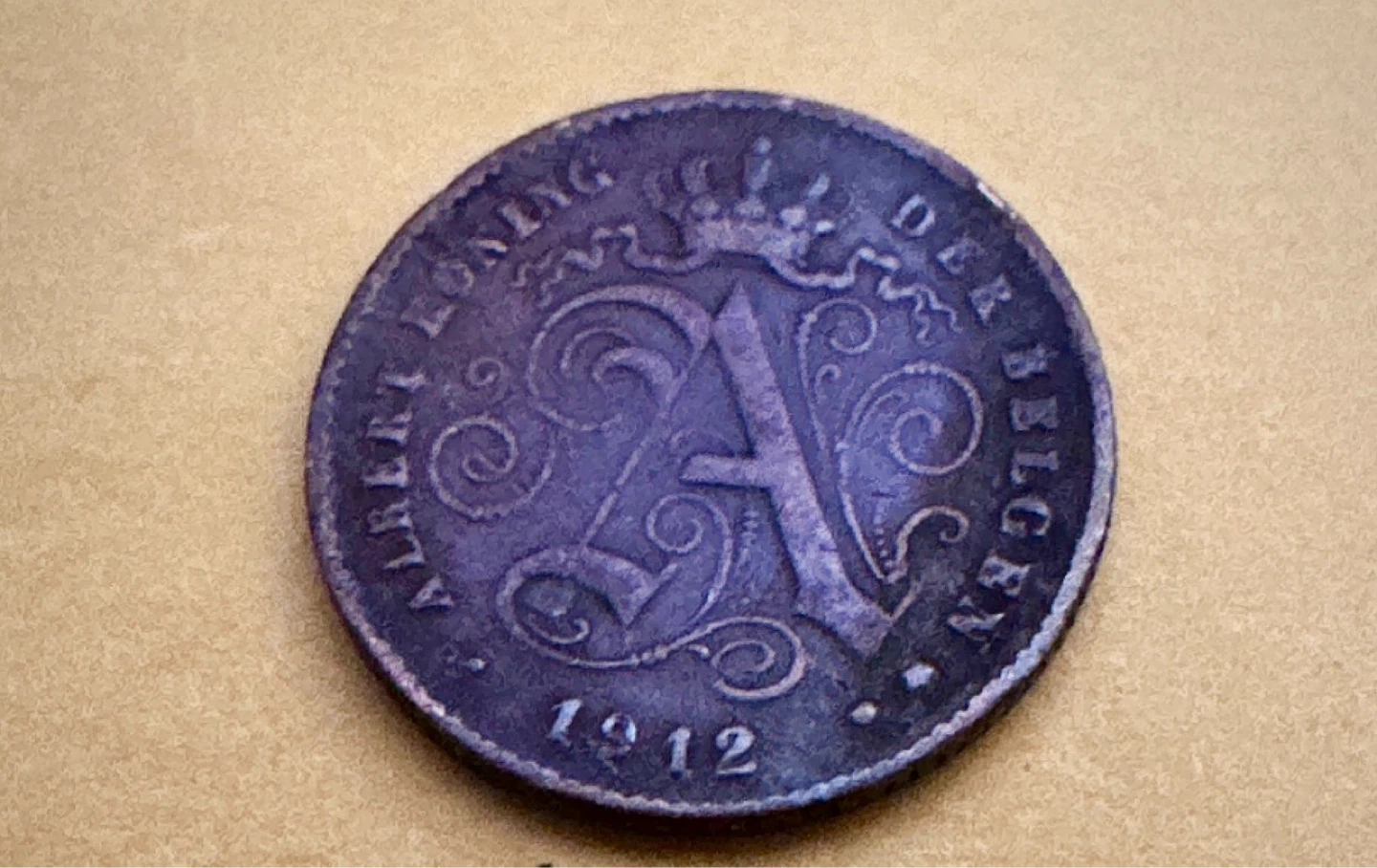 1912 Belgian 1 Cent Coin 🦁 - photo 2