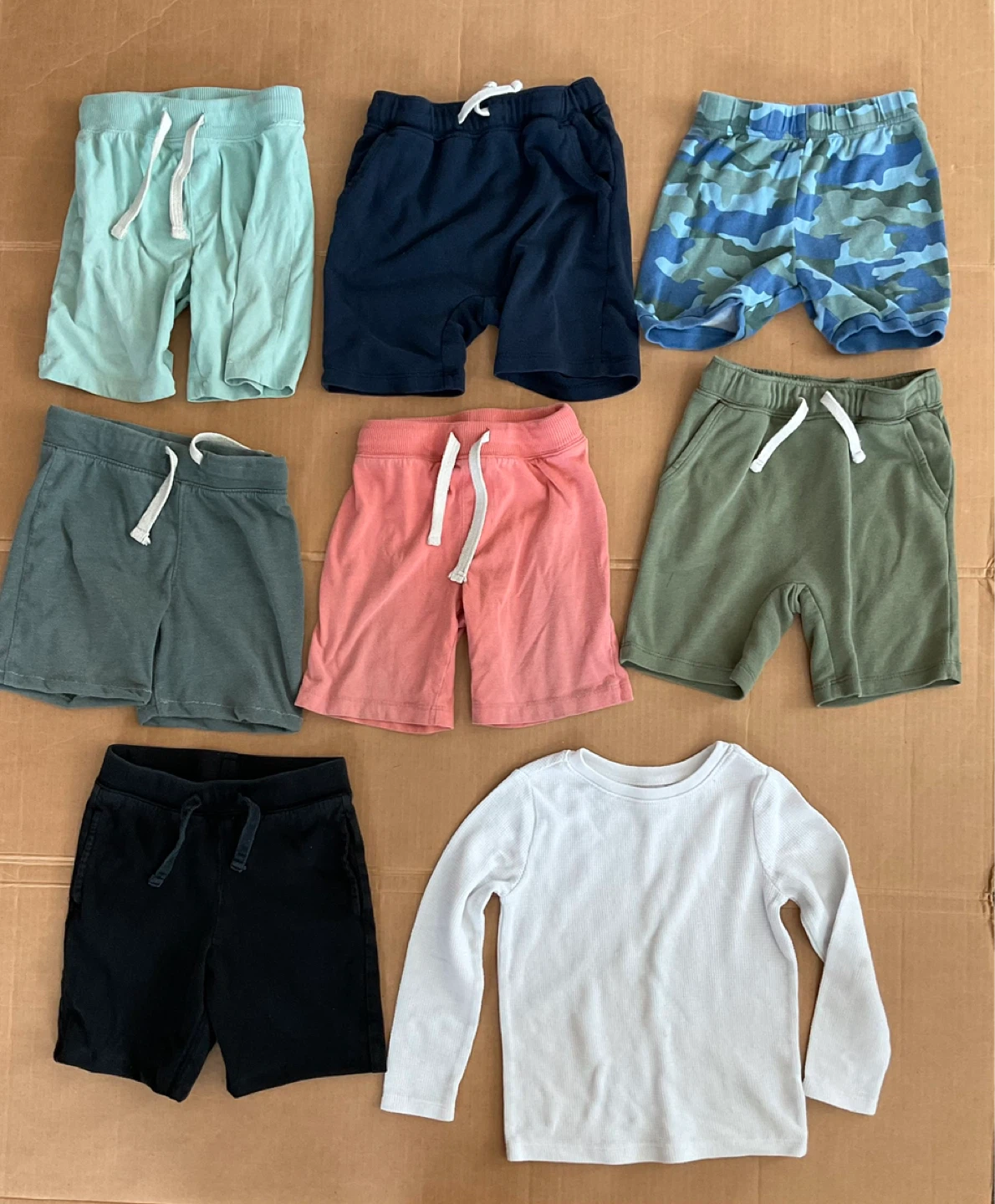 Bundle of 7 Kids' Shorts and 1 L/S Shirt - size 4