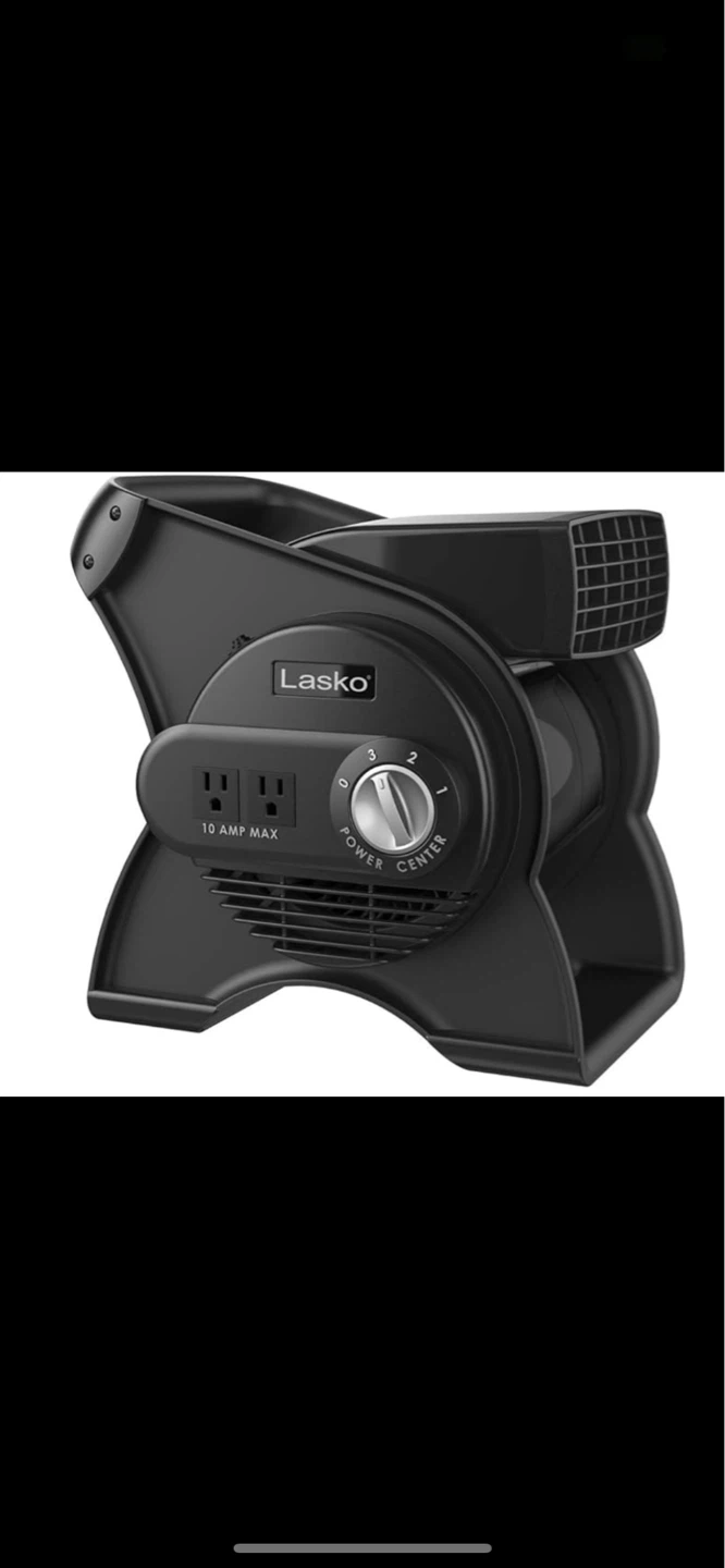 Lasko Black 4-Speed Fan with Power Center