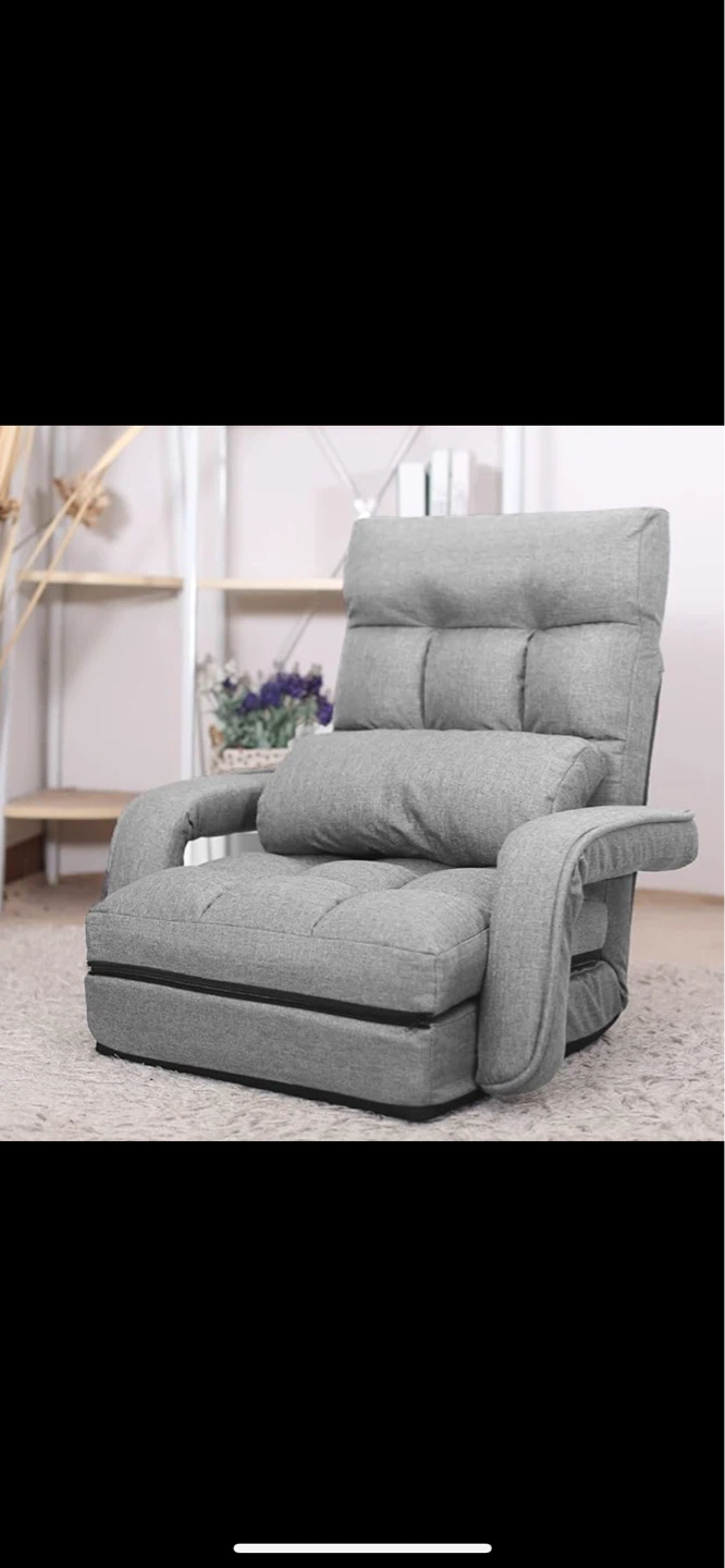 Adjustable Floor Chair with Pillow - Grey