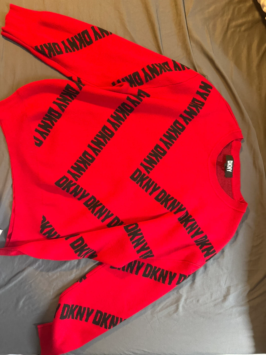 DKNY Red All-Over Logo Crewneck Sweatshirt