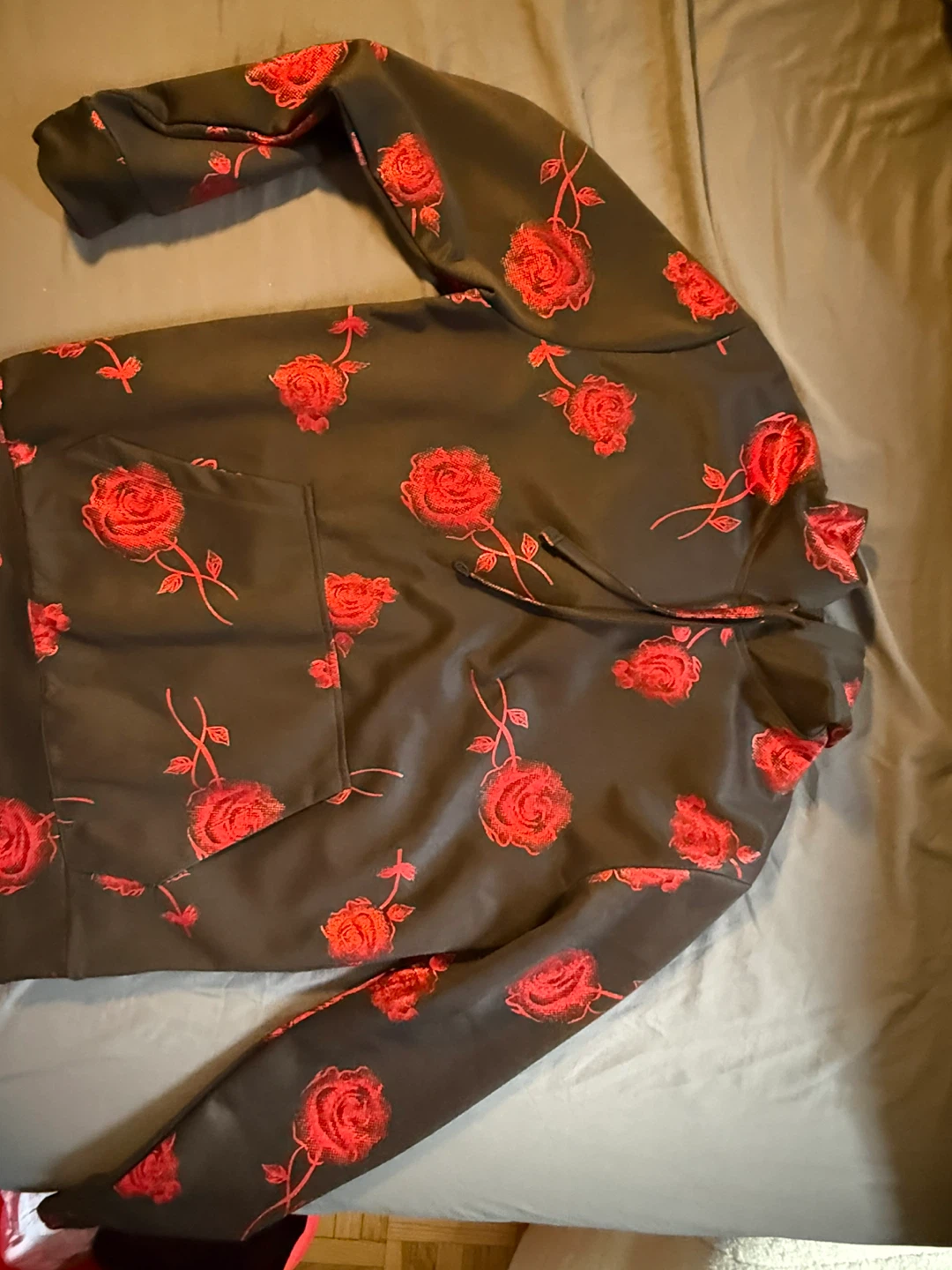 Black Rose Print Hoodie
