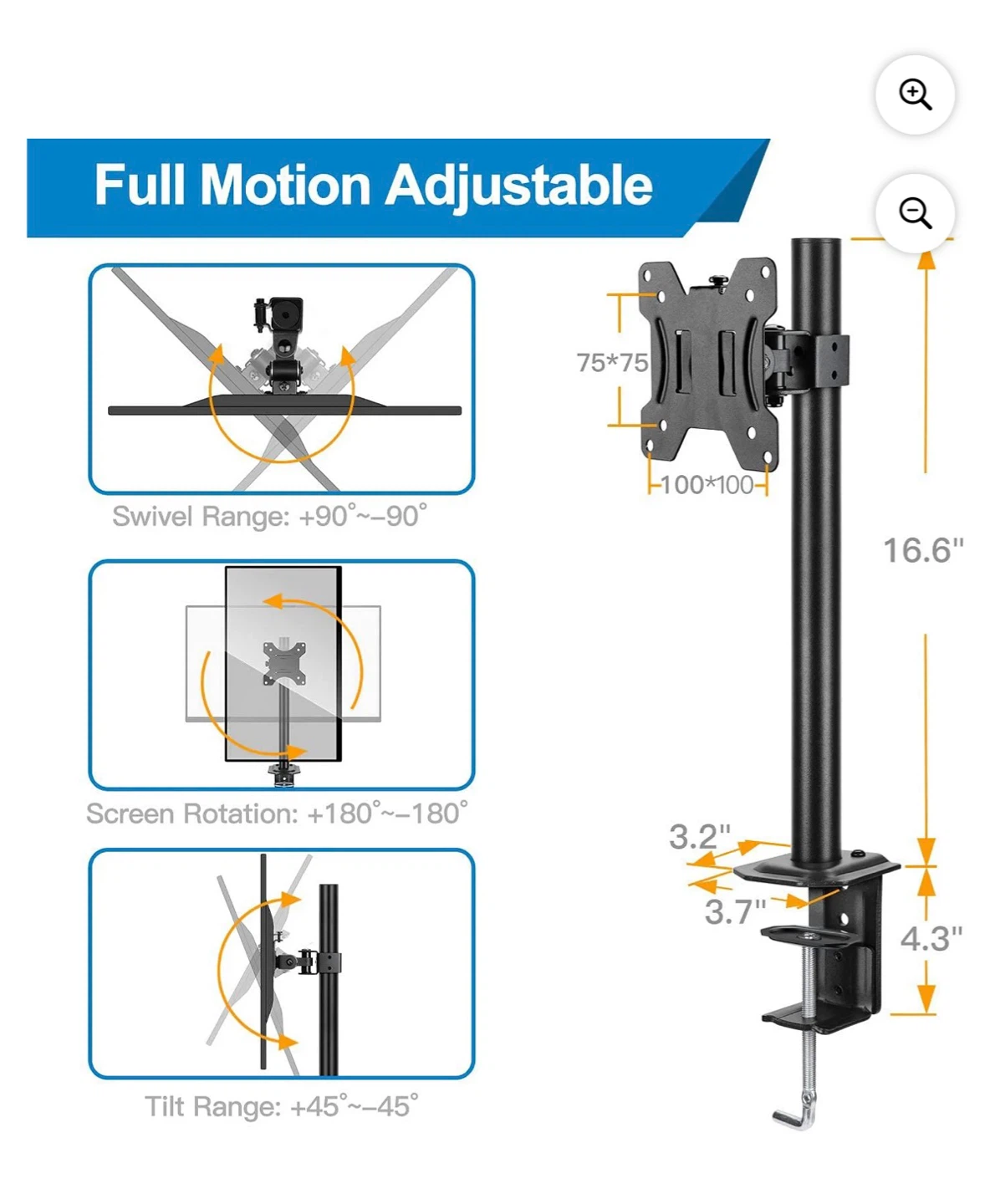 Single Monitor Desk Mount Stand