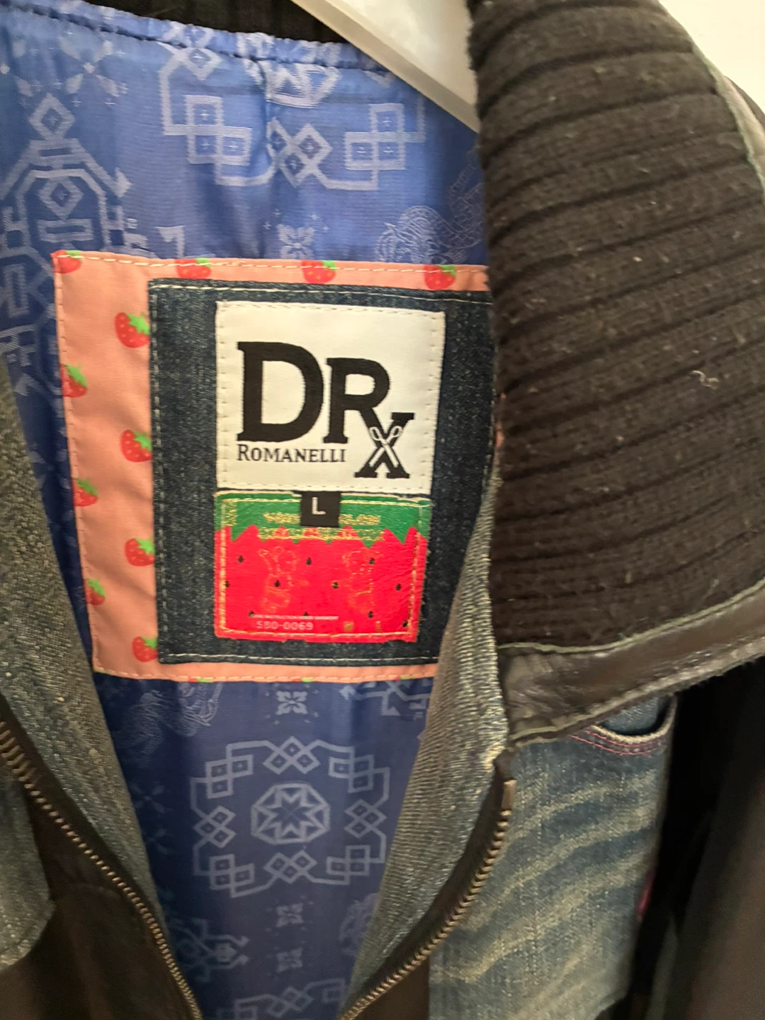 Dr Romanelli Patchwork Leather & Denim Jacket Size L - photo 2