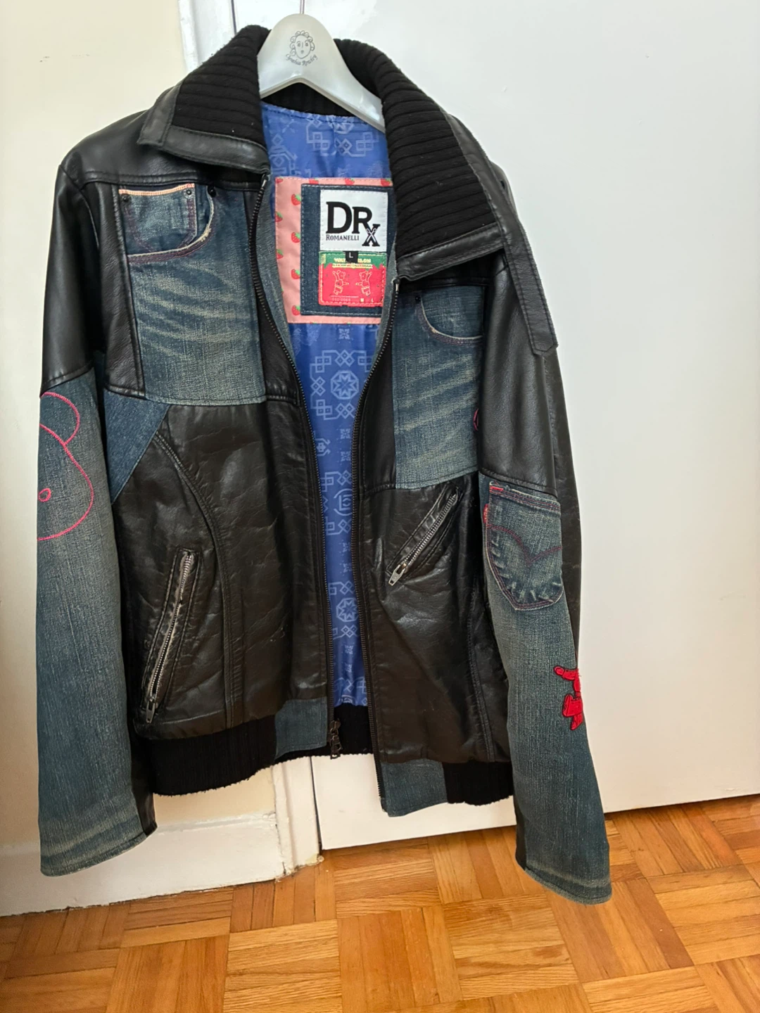 Dr Romanelli Patchwork Leather & Denim Jacket Size L - photo 4