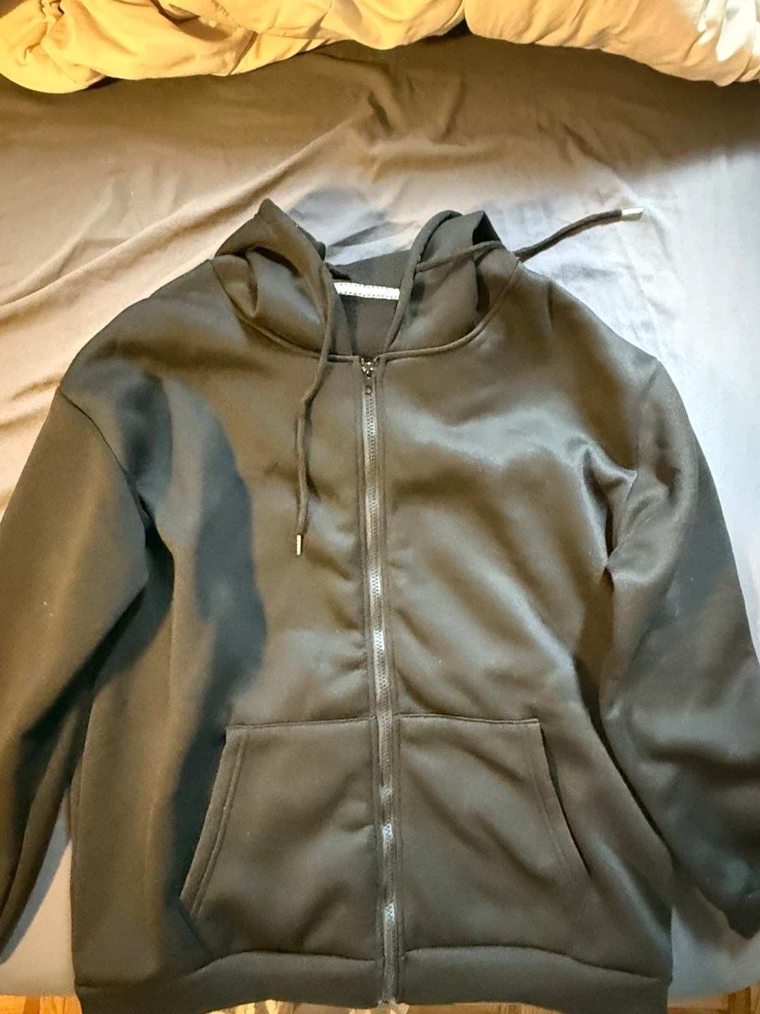 Black Zip-Up Hoodie with Pockets