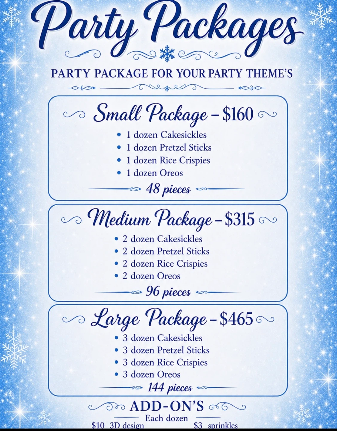 Treats party package
