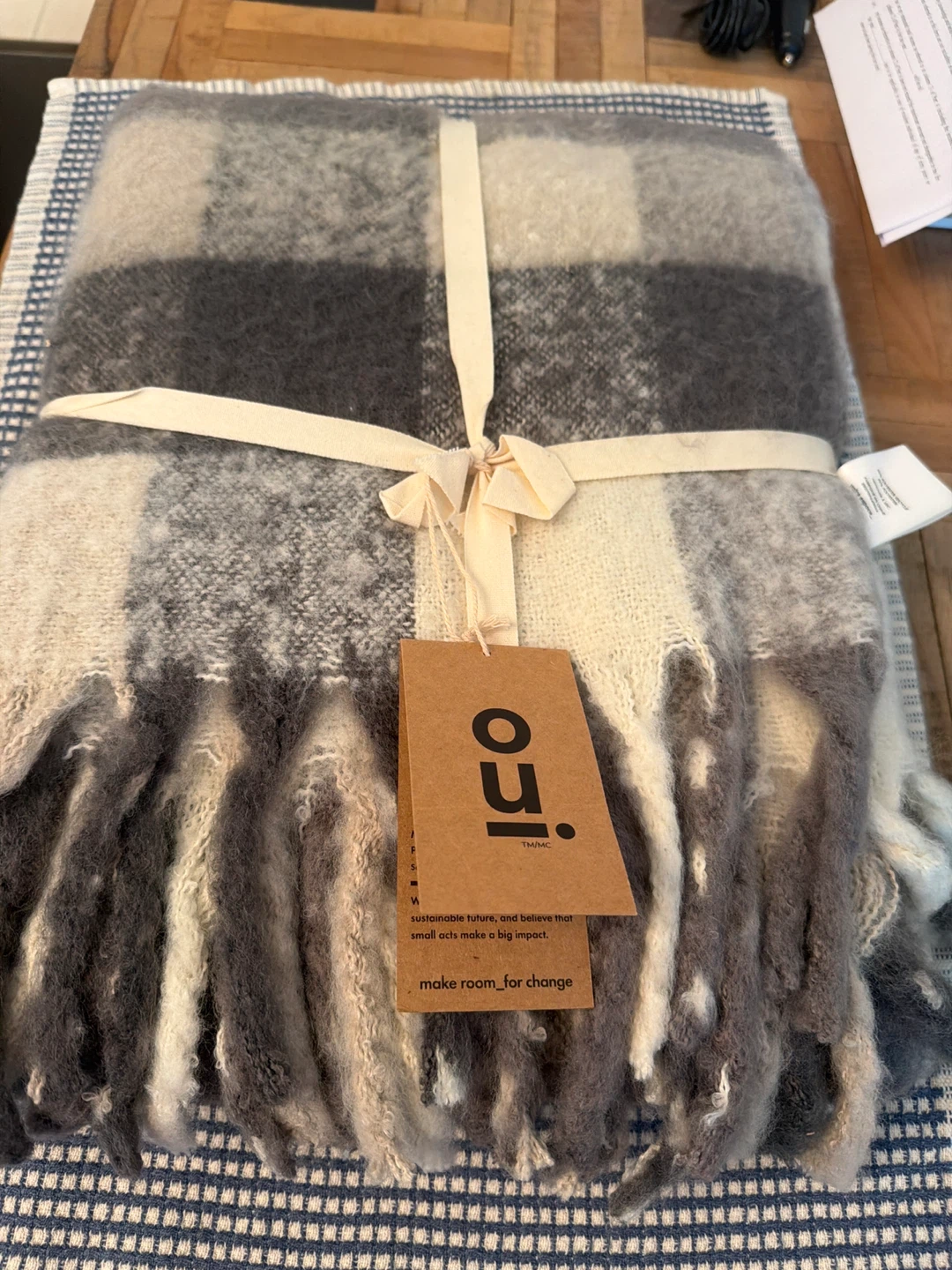 OU by Reborn Plaid Throw Blanket