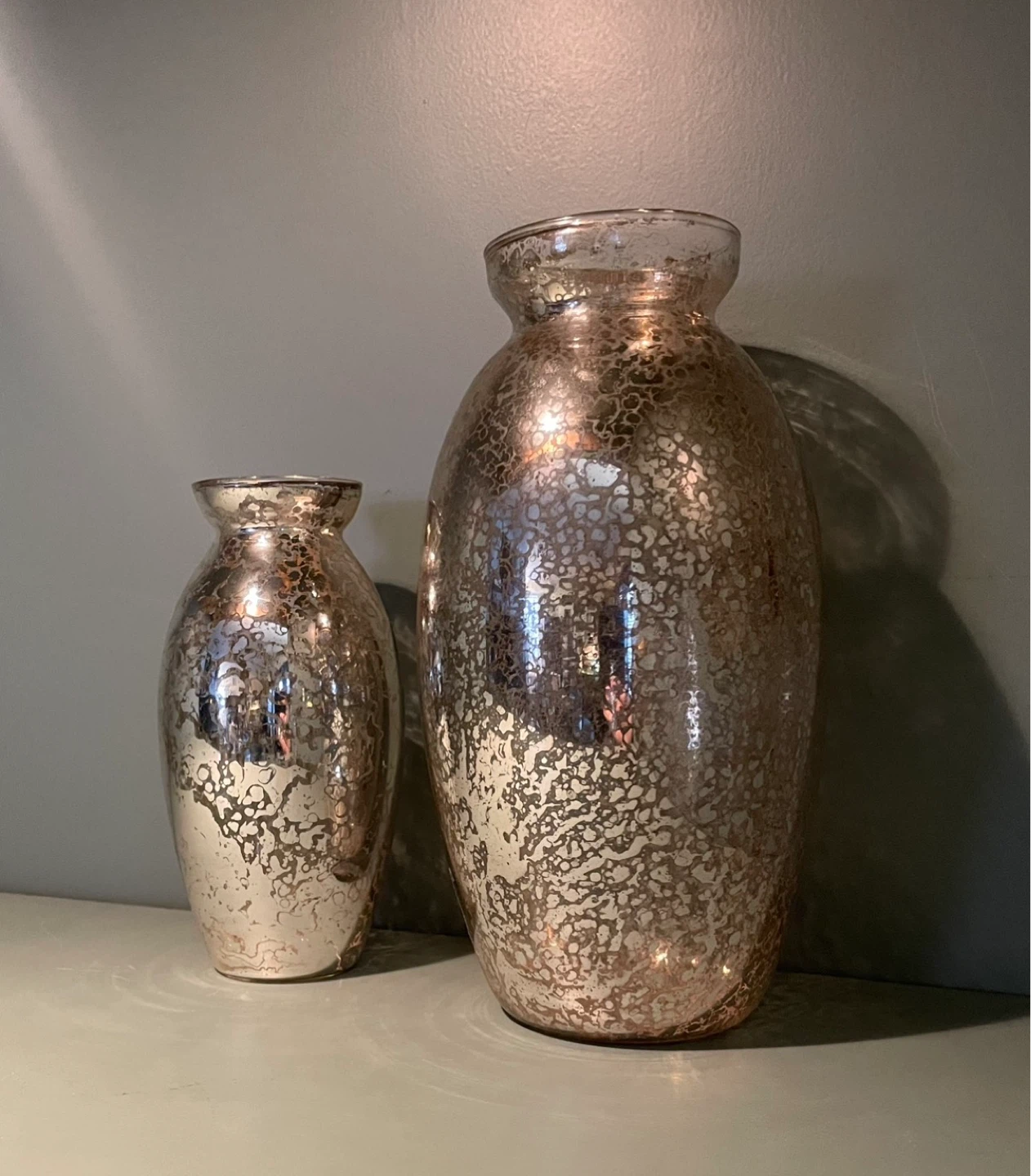 Rose Gold Mercury Glass Vase Set