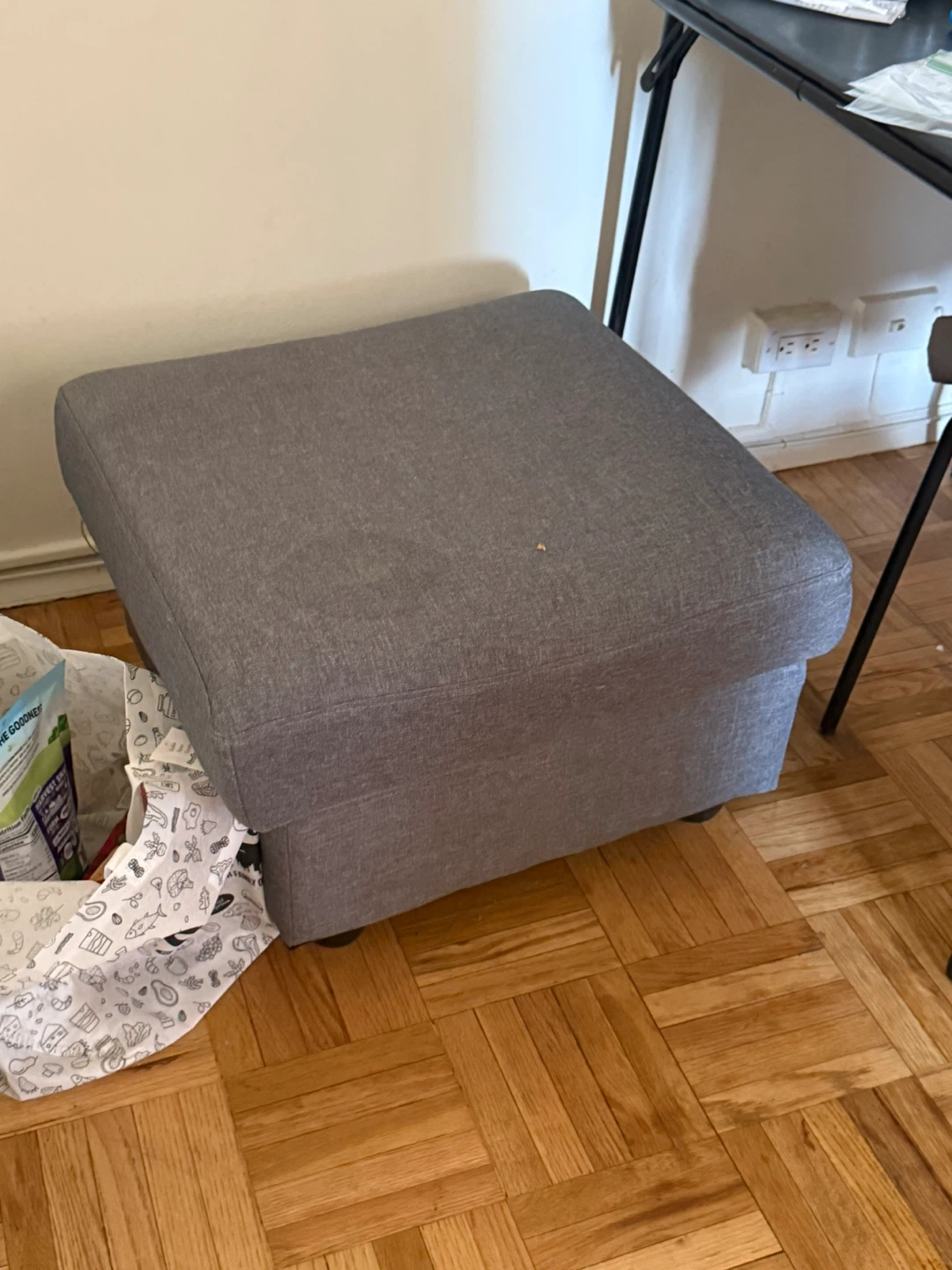 Gray Fabric Storage Ottoman