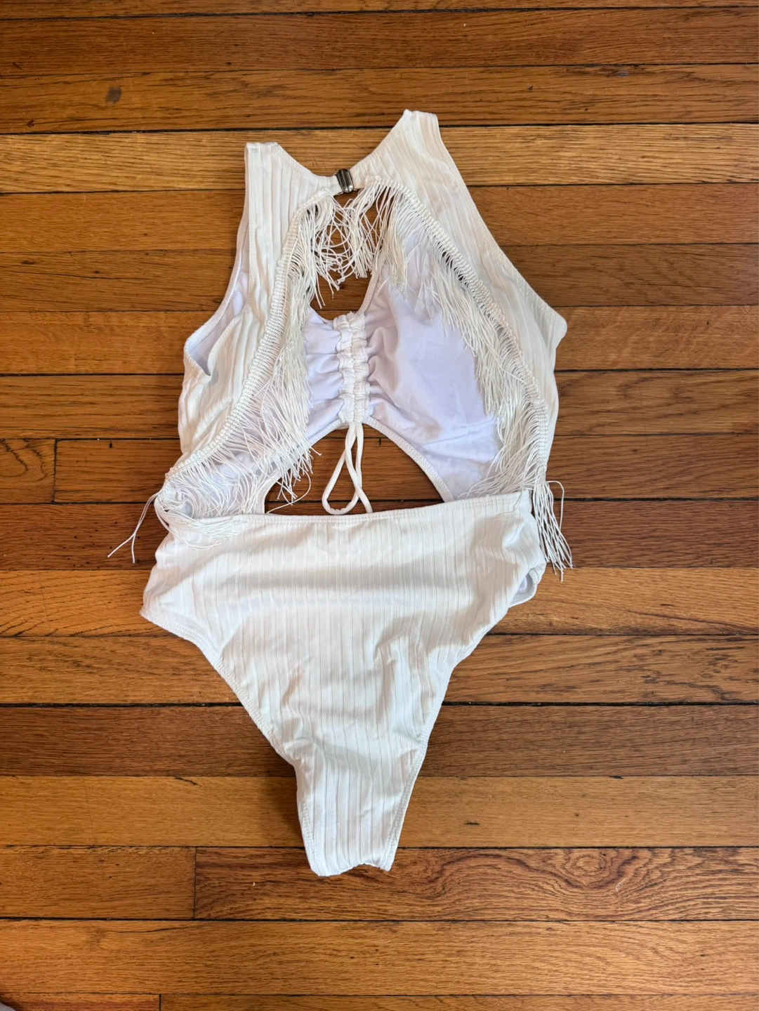 White Fringe One-Piece Swimsuit - Size S - photo 2
