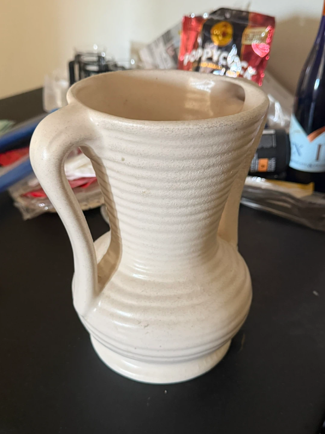 Cream Ceramic Pitcher with Handles