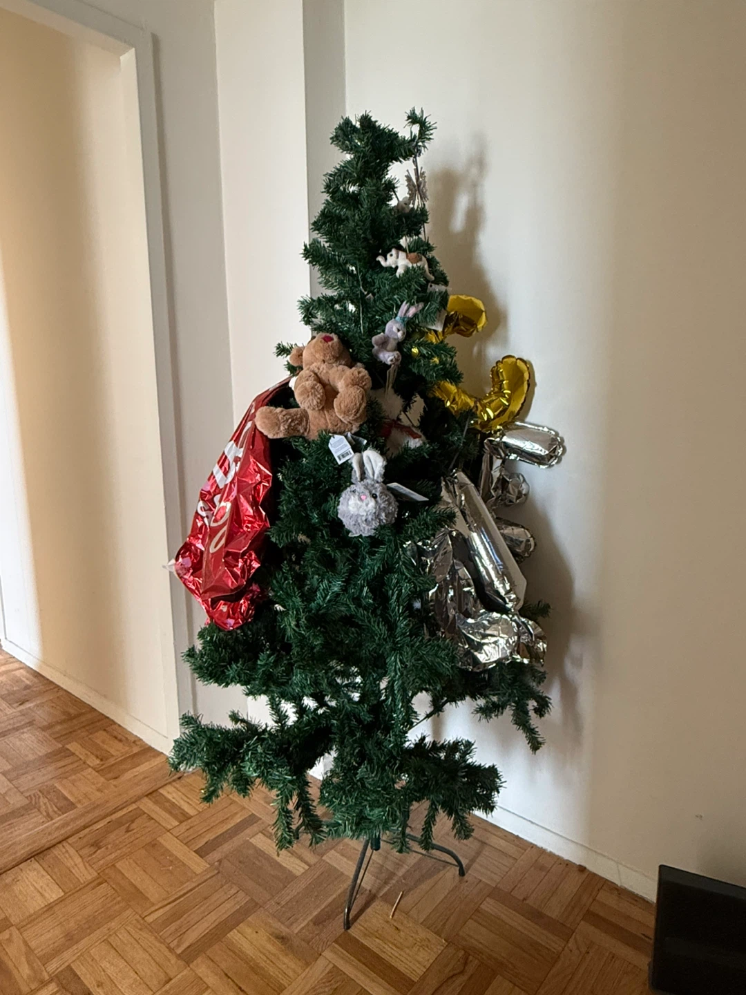 Artificial Christmas Tree with Plush Toys and Balloons