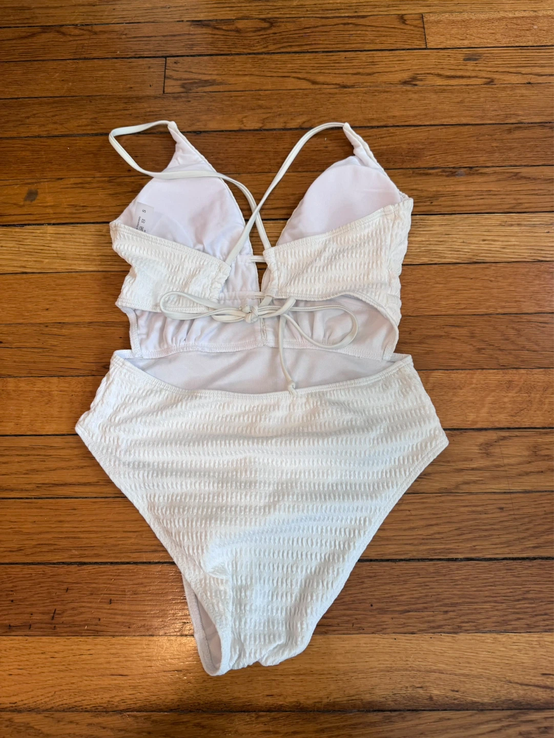White Textured One-Piece Swimsuit - Size S - photo 2