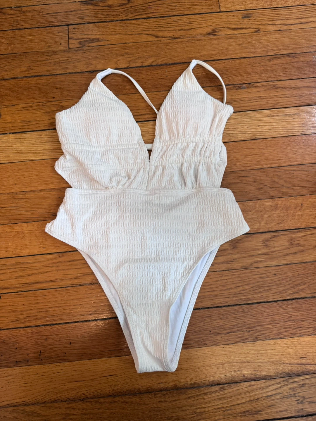 White Textured One-Piece Swimsuit - Size S