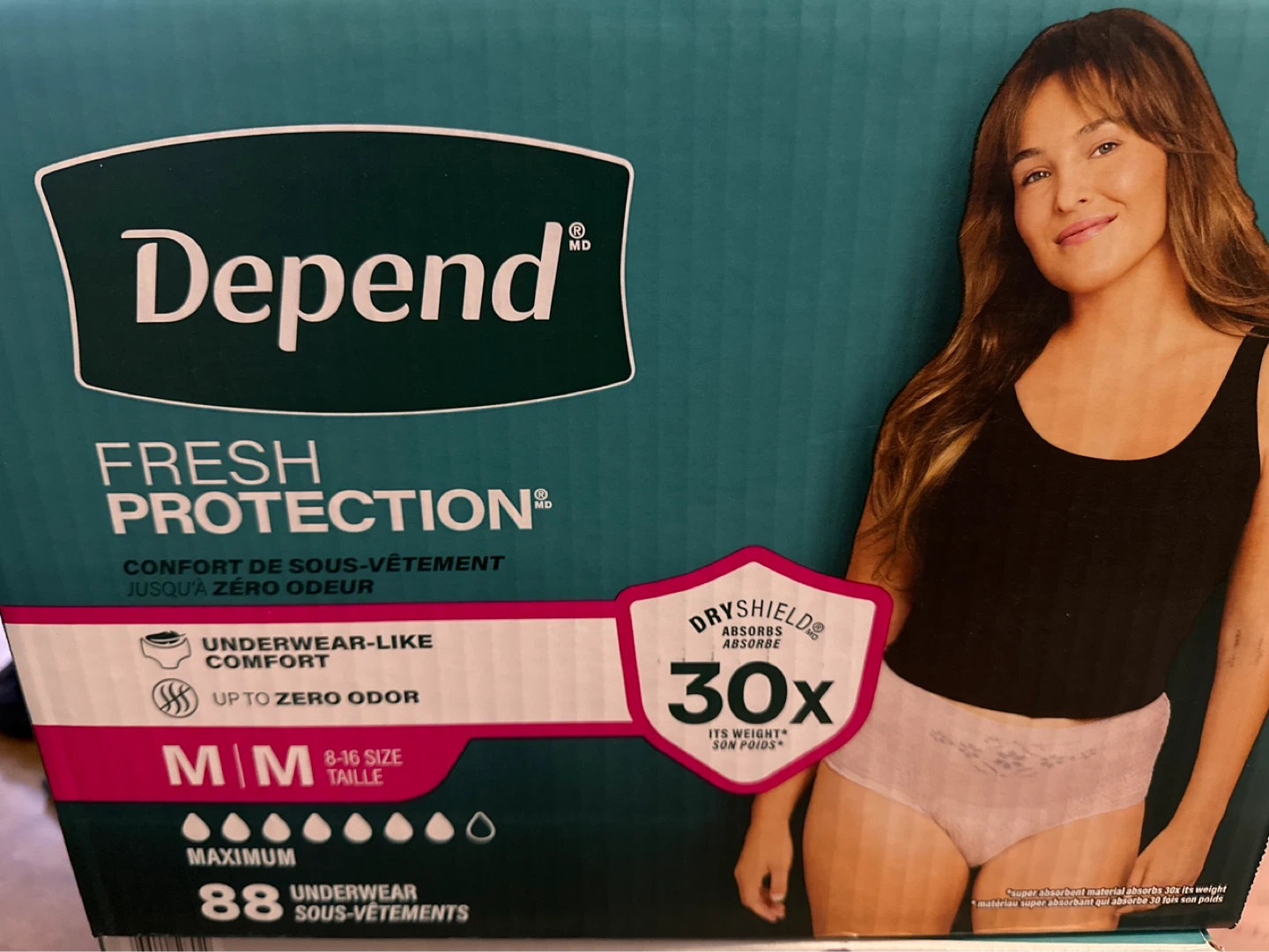Depend Fresh Protection Underwear - Size M (8-16) - 88 Count